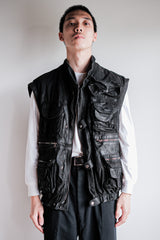 [~90's] Old Renoma Paris Black Leather Detachable Sleeve Multi Pocket Jacket Size.M