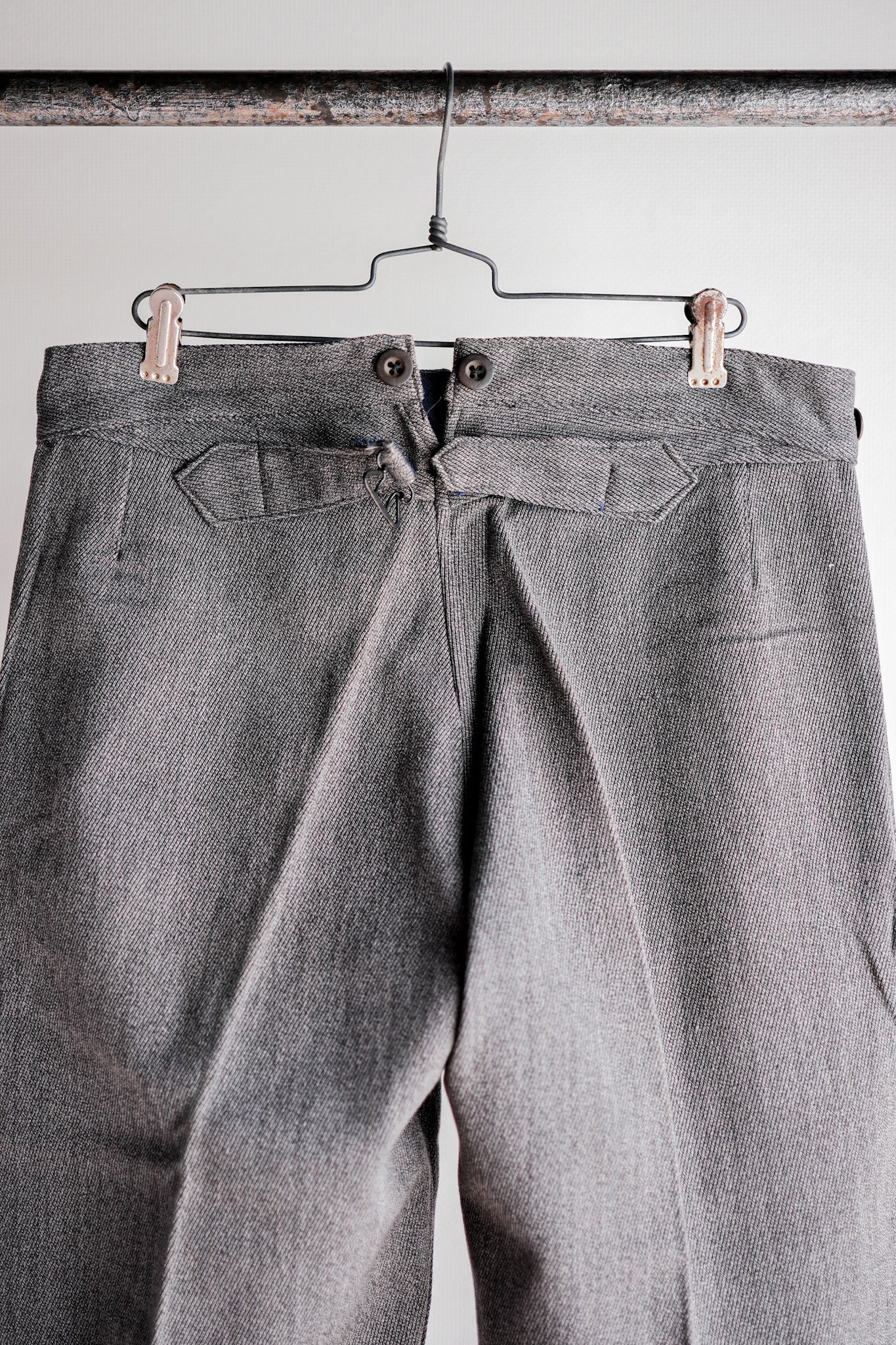 ［~30's］French Vintage Salt & Pepper Cotton Twill Work Pants "Dead Stock"