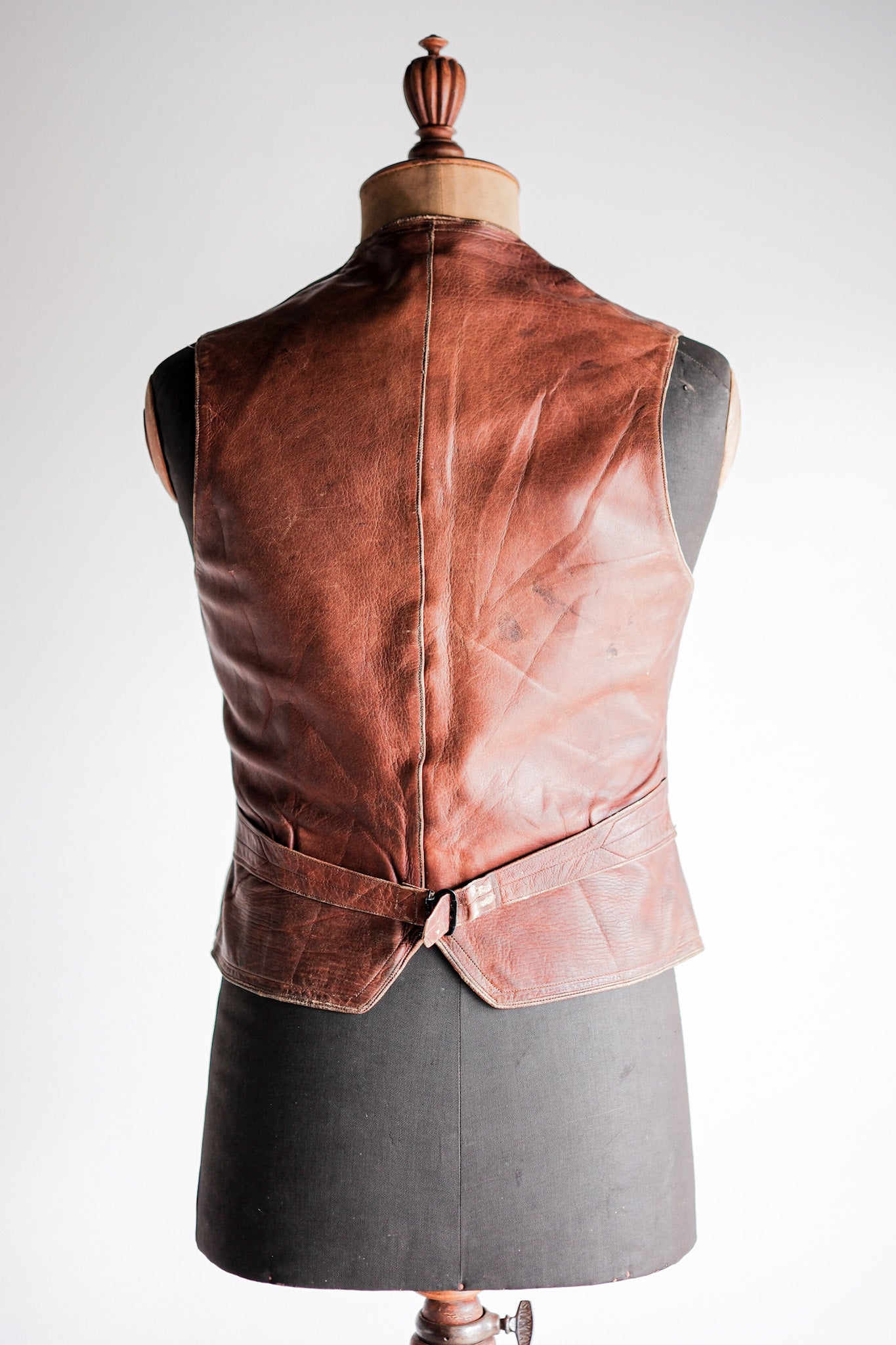 [~ 50's] French vintage marron en cuir Gilet