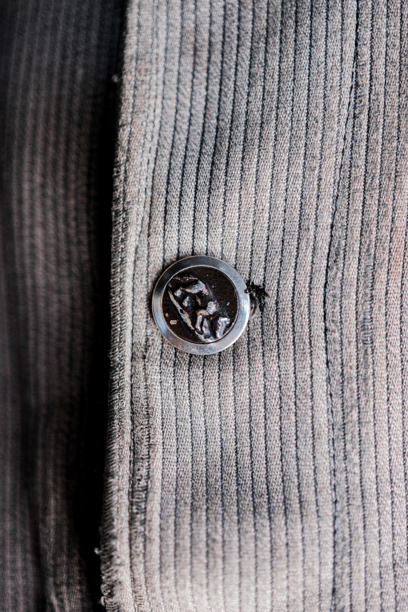 [~ 60's] French vintage brun gris coton piqué la veste de la veste.46.46