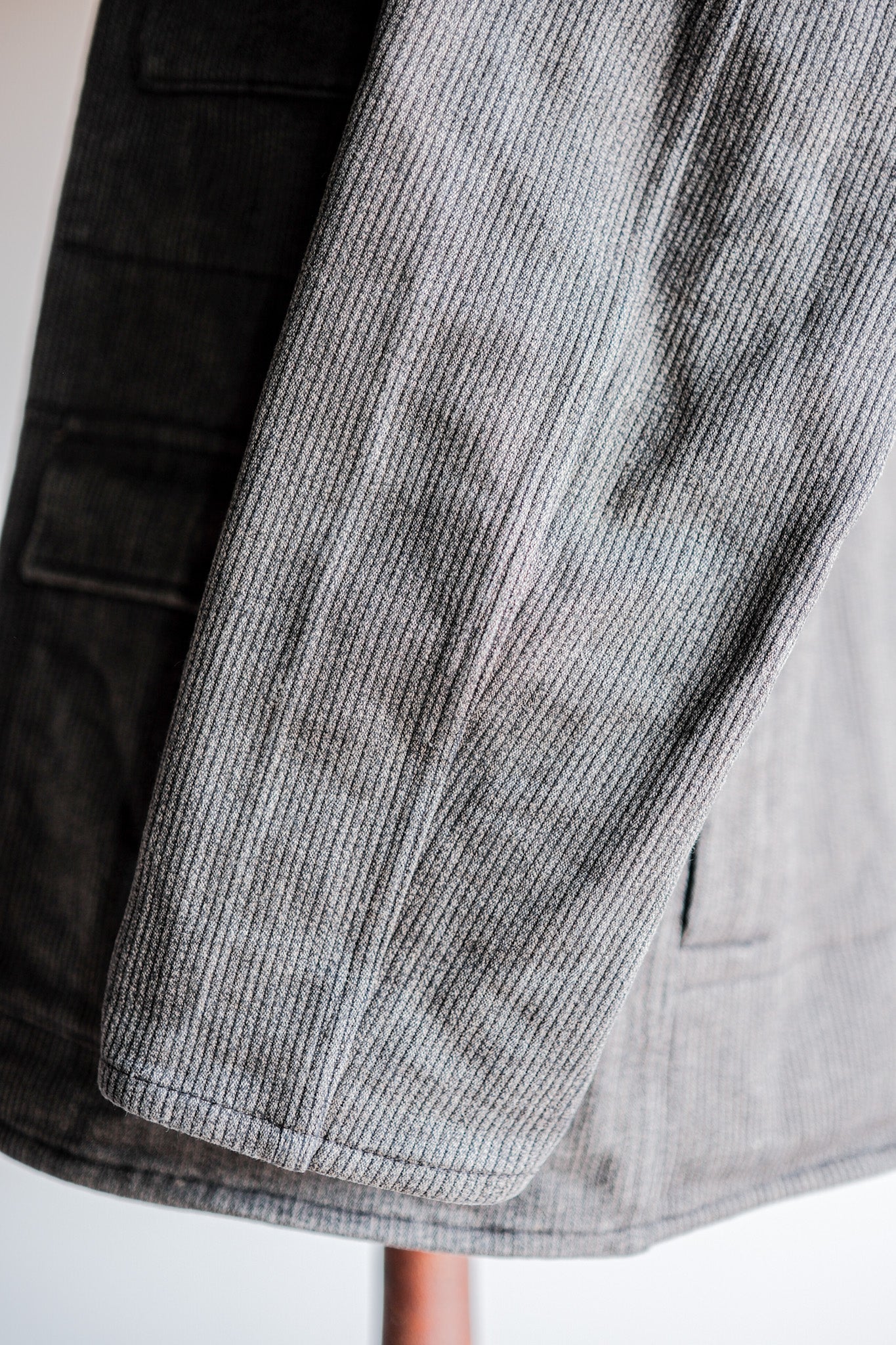 ［~60's］French Vintage Brown Gray Salt & Pepper Cotton Pique Hunting Jacket "Le Mont St. Michel"