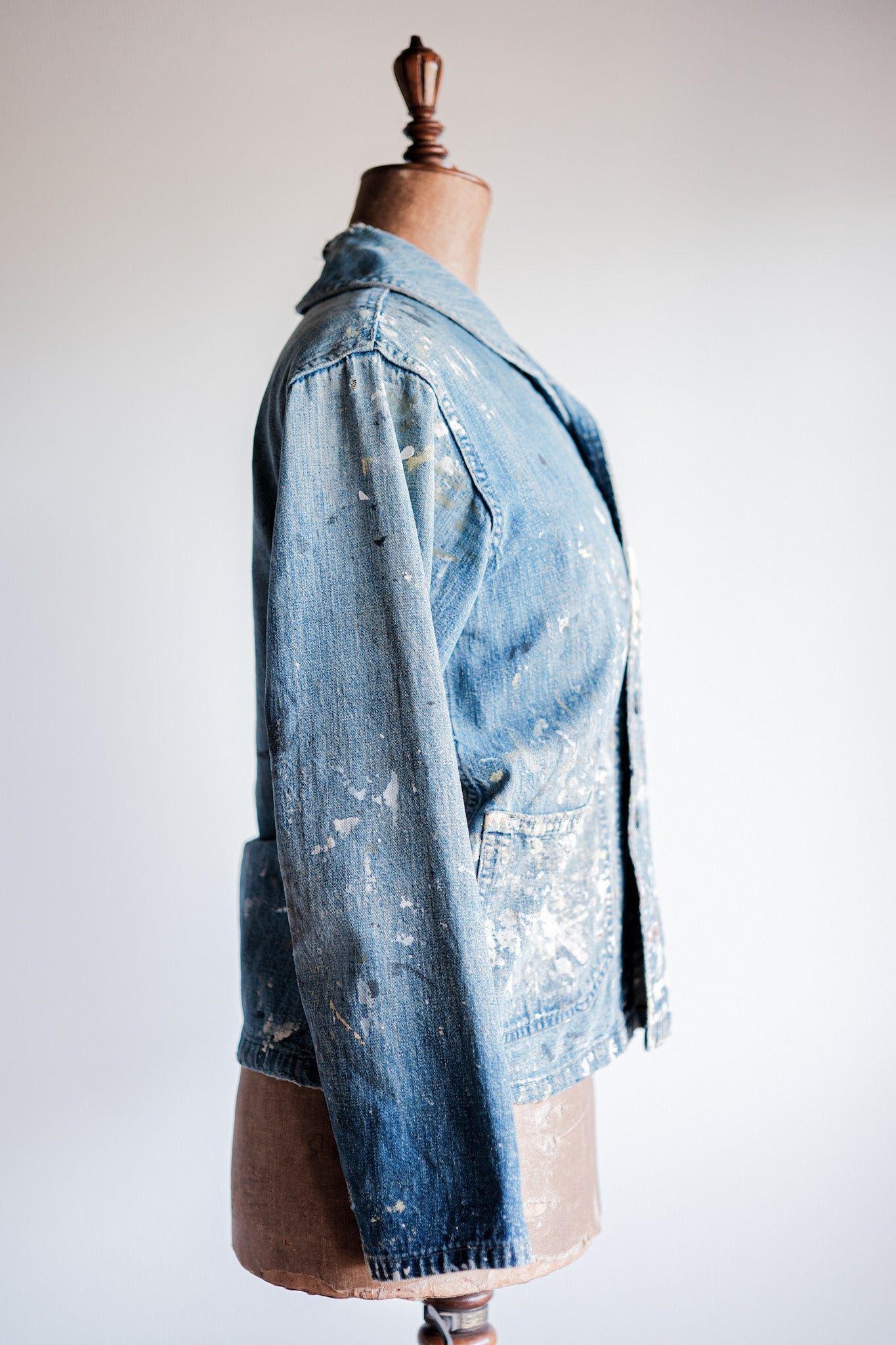 ［~40’s］U.S.NAVY Shawl Collar Denim Coverall “Crazy Paint”