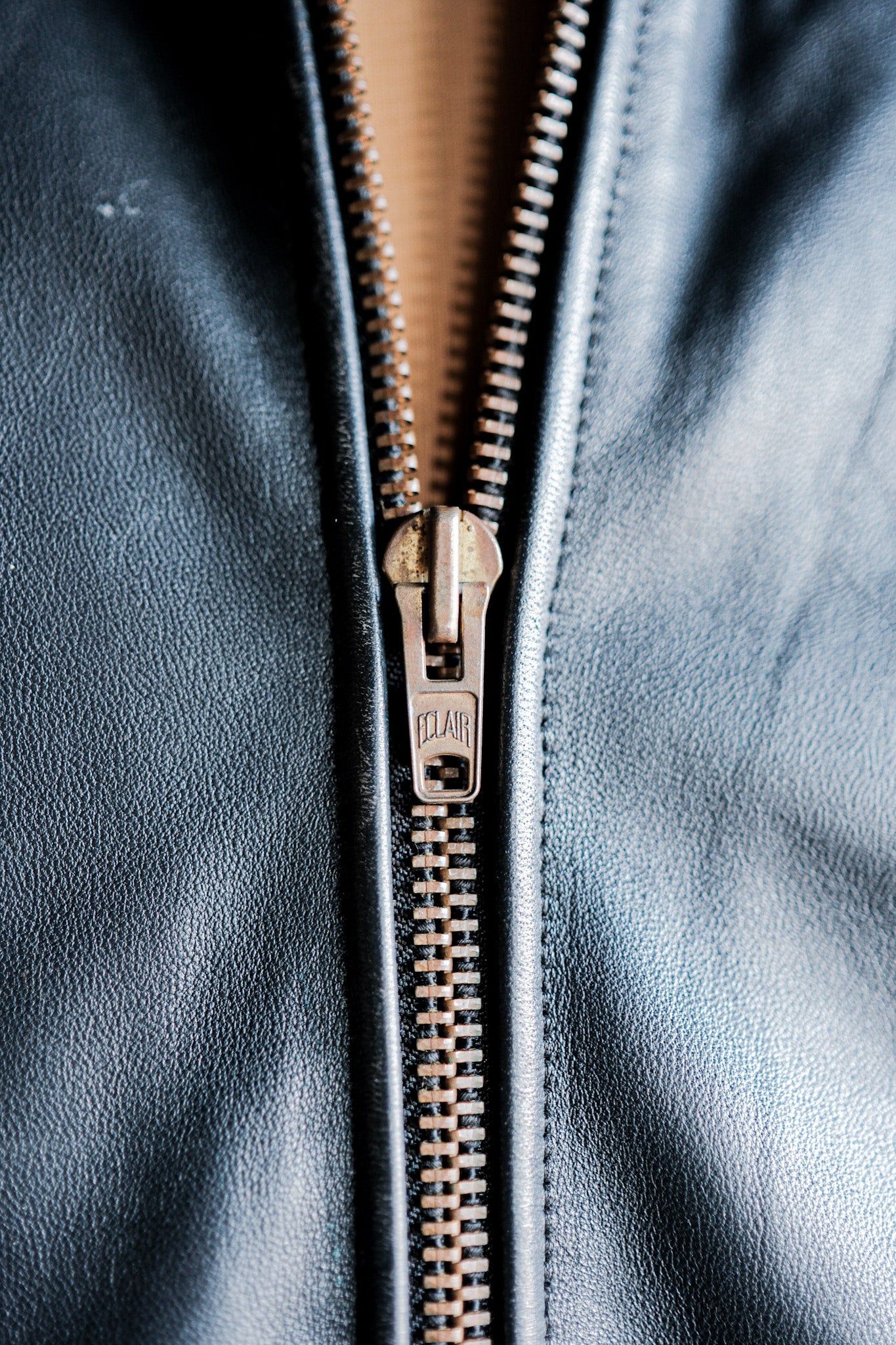 ［~70's］French Air Force Pilot Leather Jacket With Chin Strap Size.100L