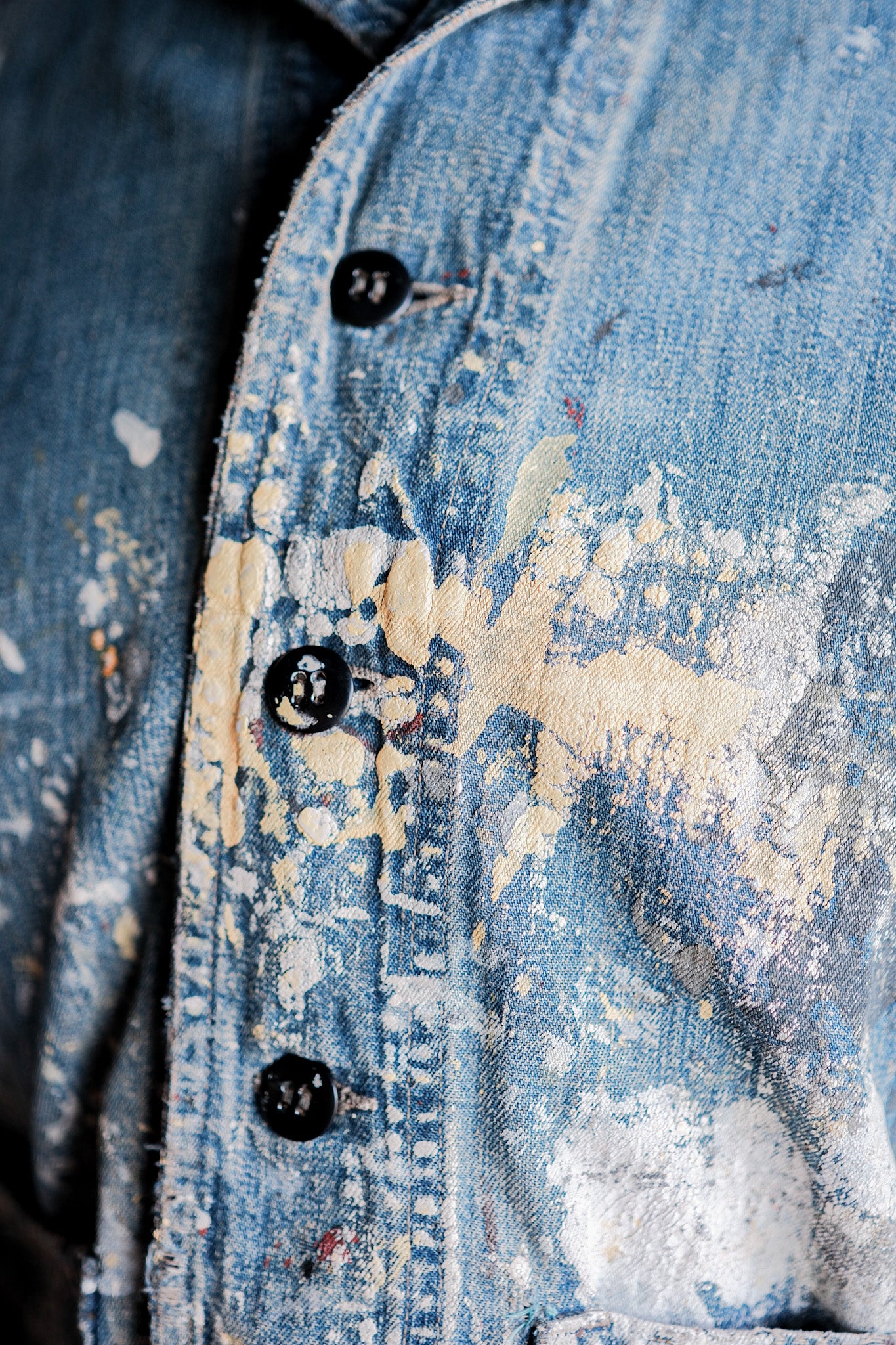 ［~40’s］U.S.NAVY Shawl Collar Denim Coverall “Crazy Paint”