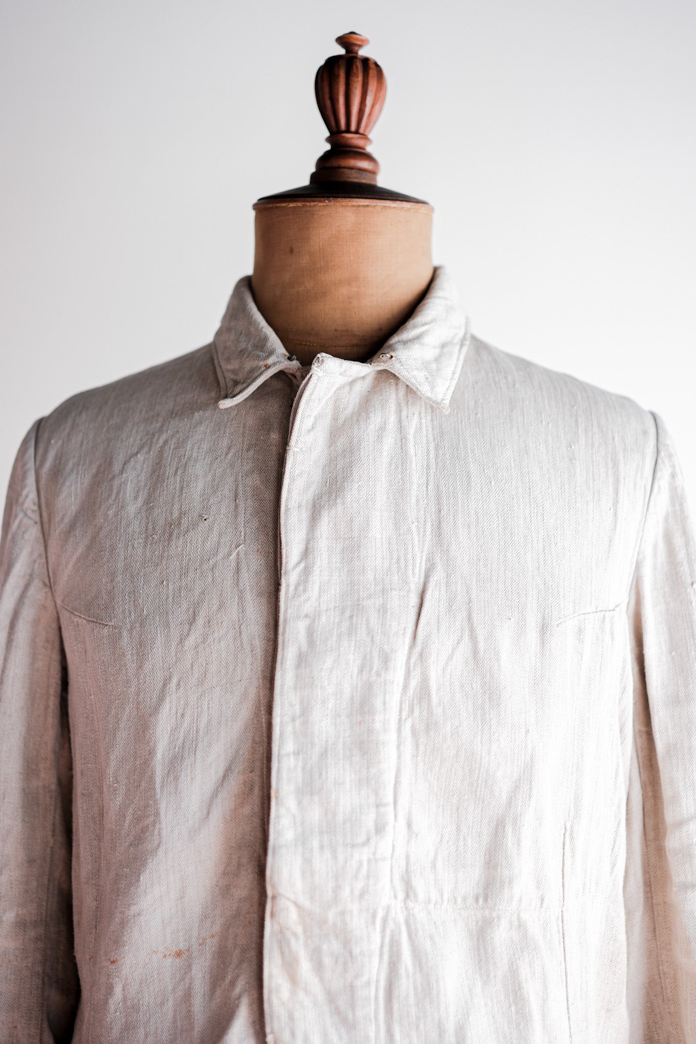 【~40's】German Air Force Drillich HBT Linen Jacket With Chin Strap "Luftwaffe"