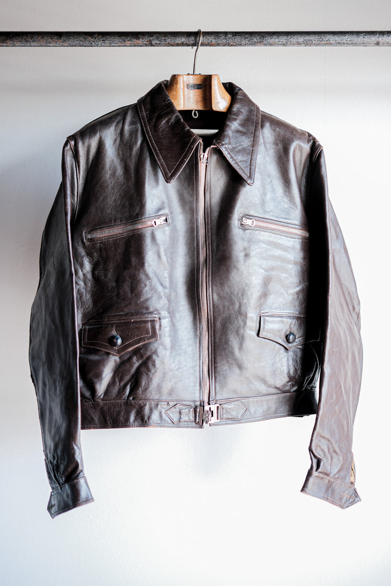 30's】French Vintage Hartmann Type Motorcycle Leather Jacket