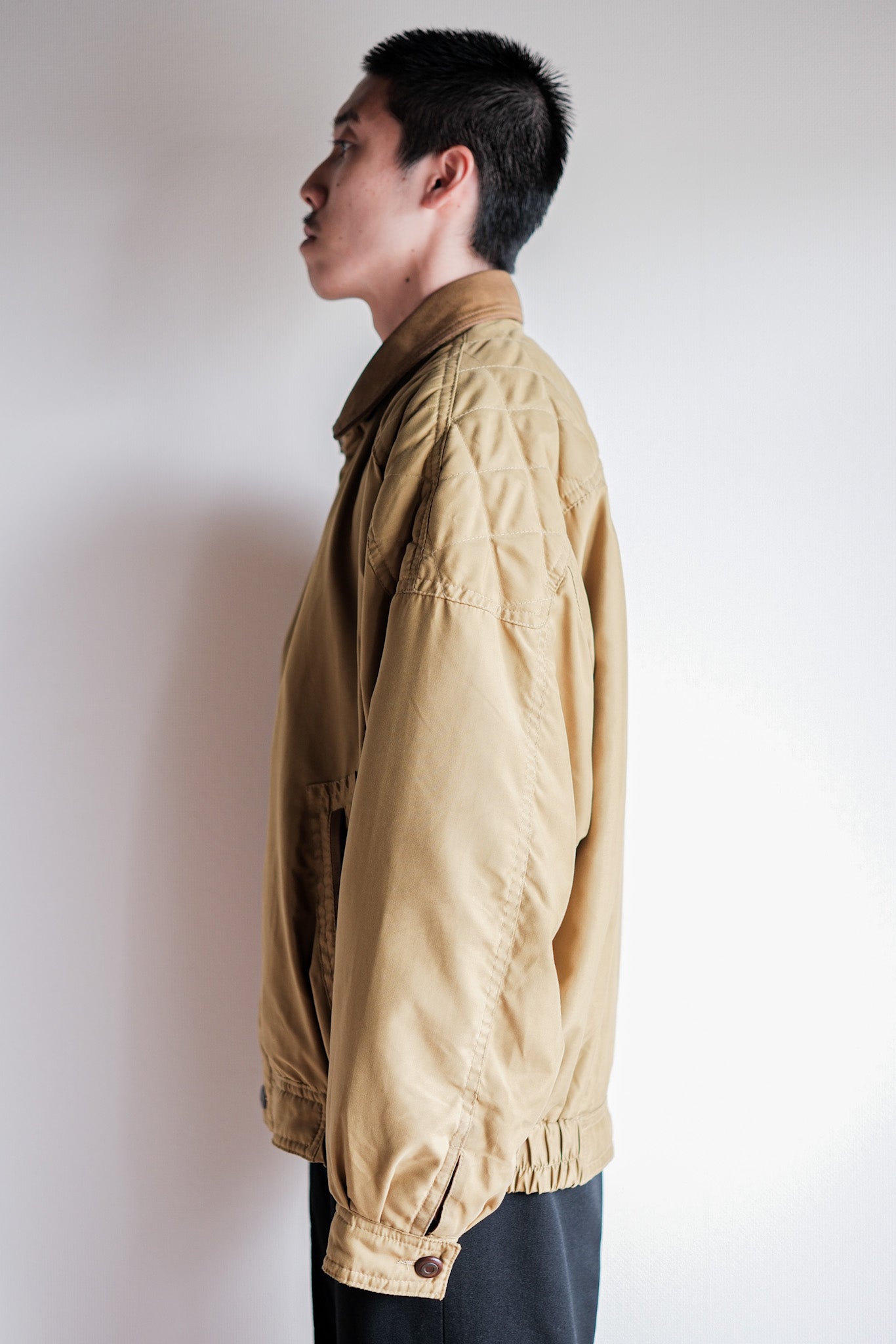 ［~80's］Old Yves Saint Laurent Nylon Quilting Blouson With Chin Strap "Pour Homme"