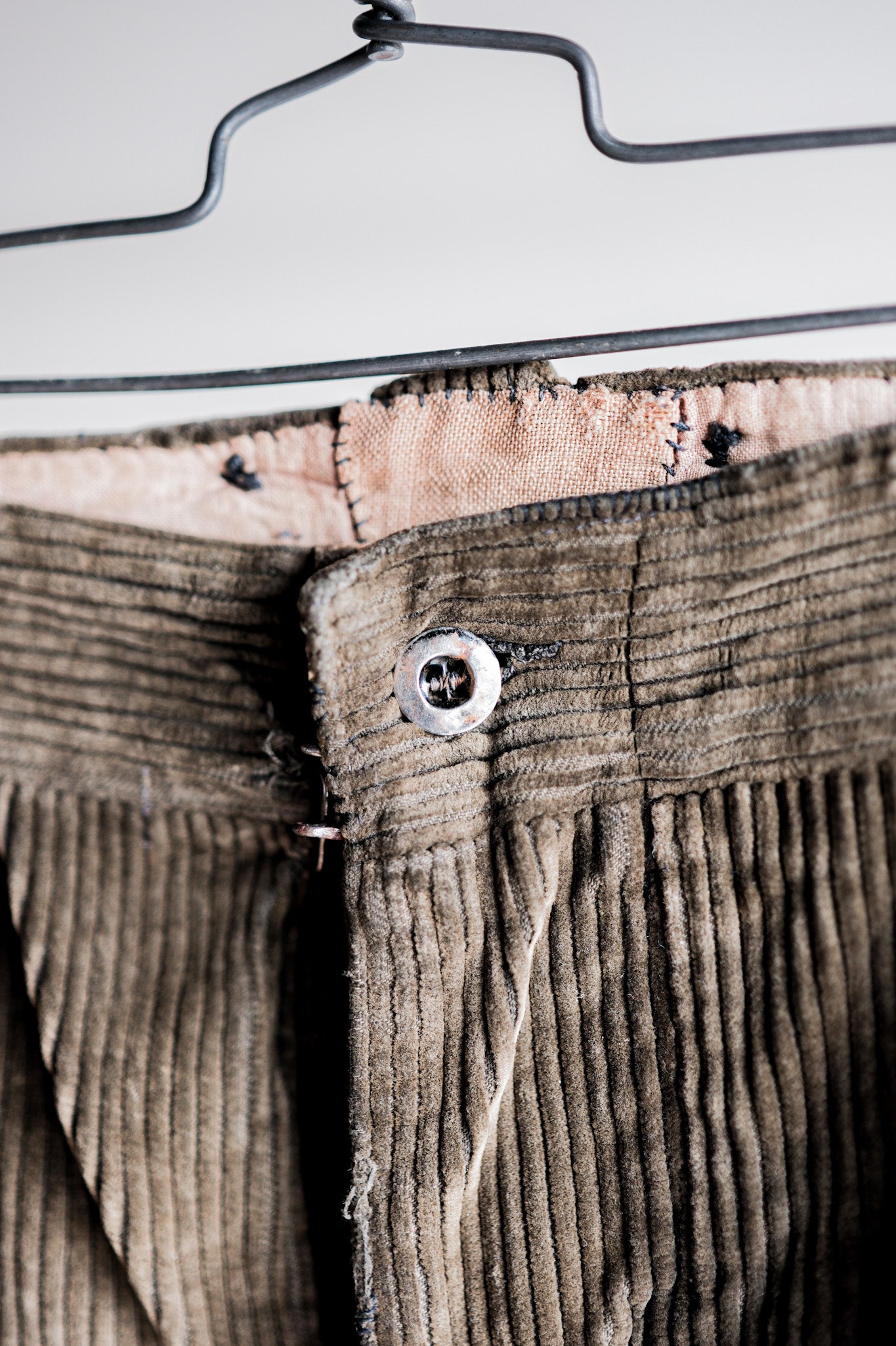 ［~40's］French Vintage Brown Corduroy Work Pants "Boro"