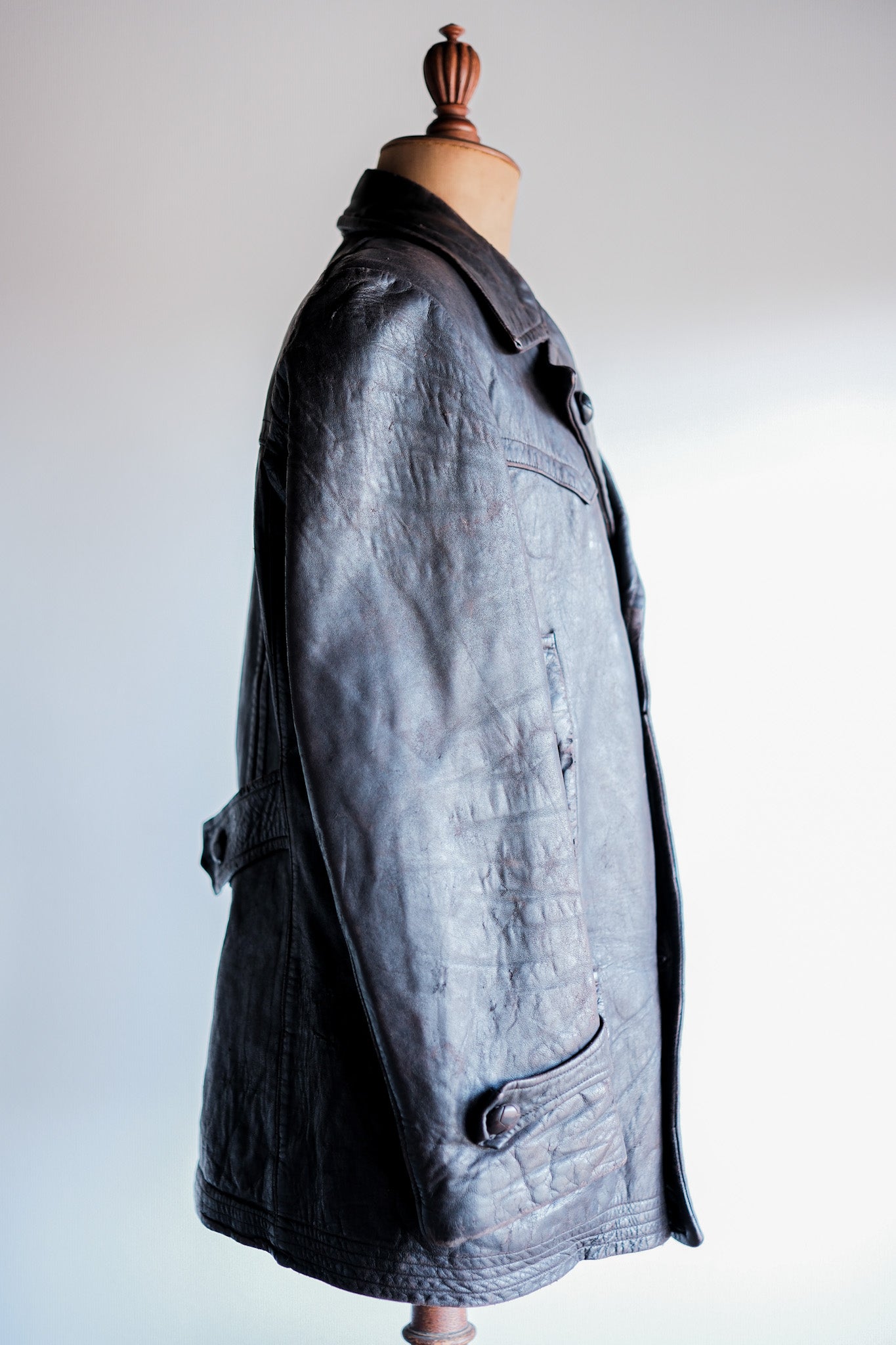 ［~30's］German Vintage Double Breasted Motorcycle Leather Jacket