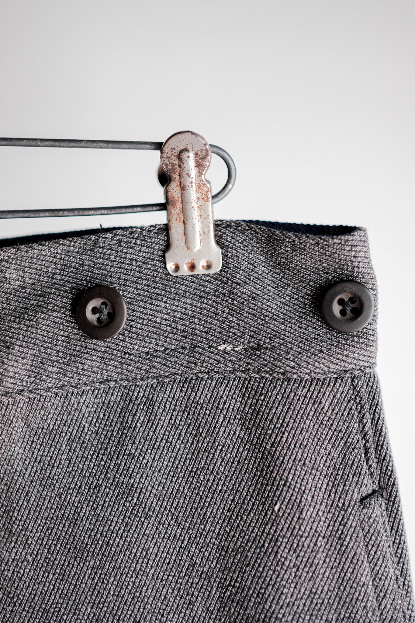 ［~30's］French Vintage Salt & Pepper Cotton Twill Work Pants "Dead Stock"