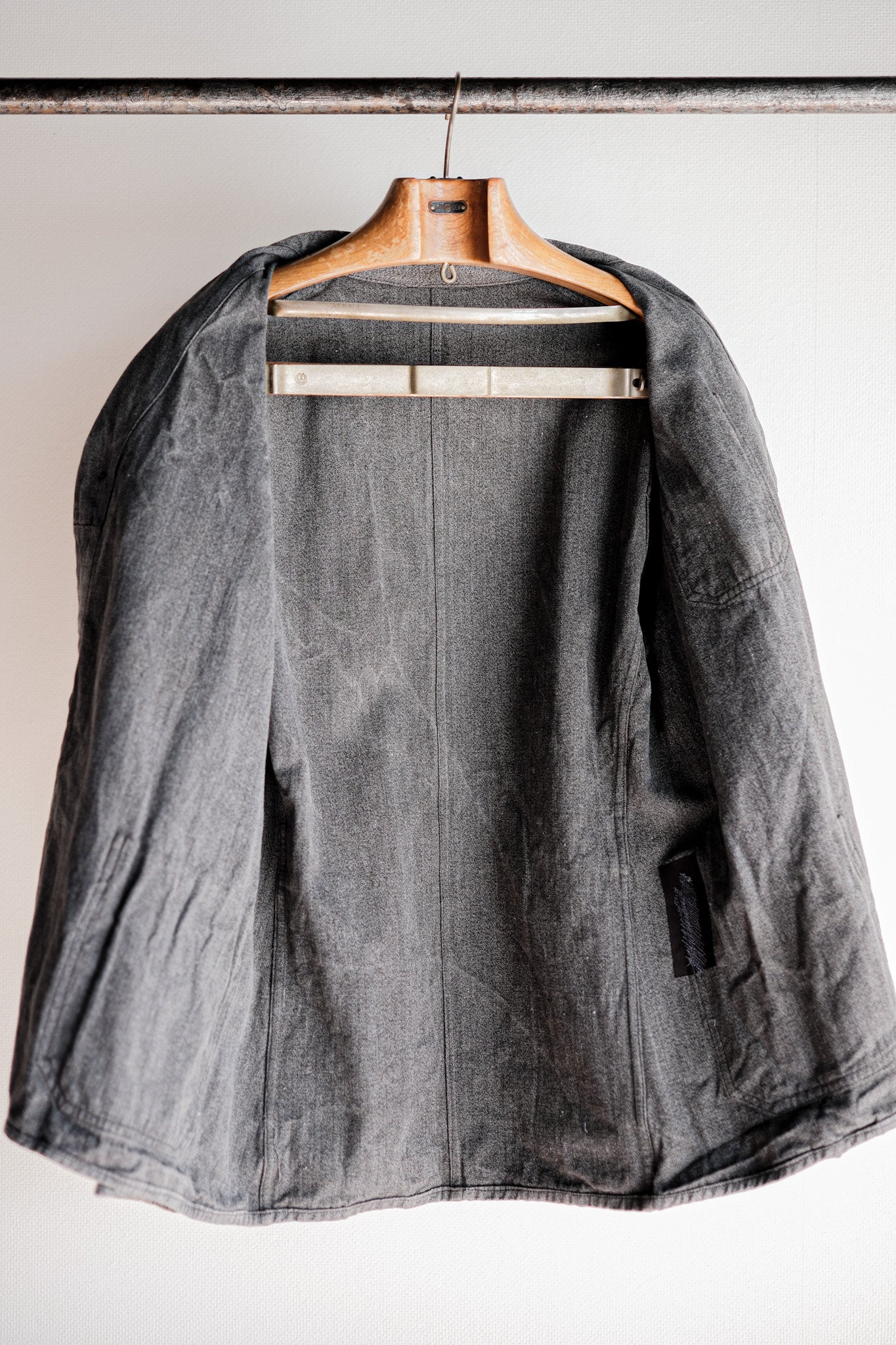 ［~40’s］French Vintage Salt & Pepper Cotton Lapel Work Jacket