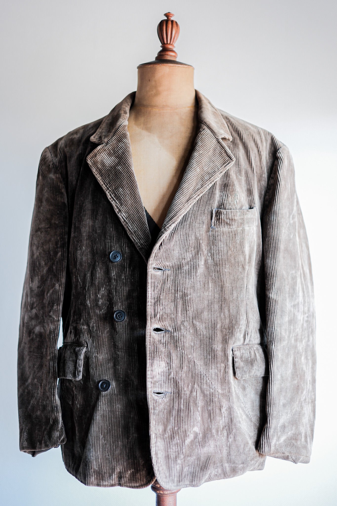 【~40’s】French Vintage Brown Corduroy Lapel Work Jacket