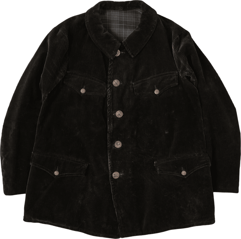 【~40's】French Vintage Dark Brown Corduroy Hunting Jacket Size.48 "Adolphe Lafont"