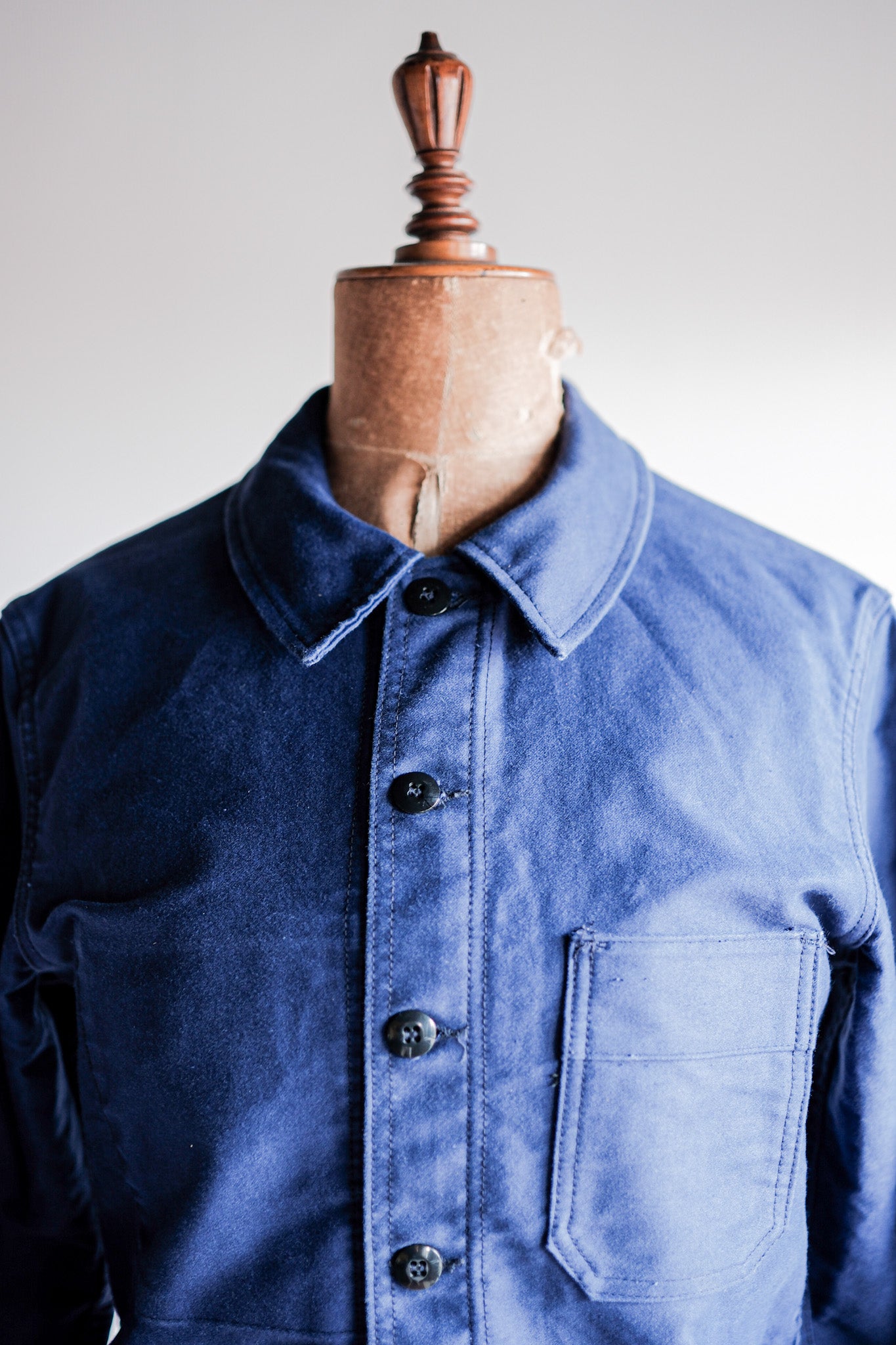 [~ 70's] French vintage bleu moleskin work taille veste.40 "Le Mont Start. Michel"