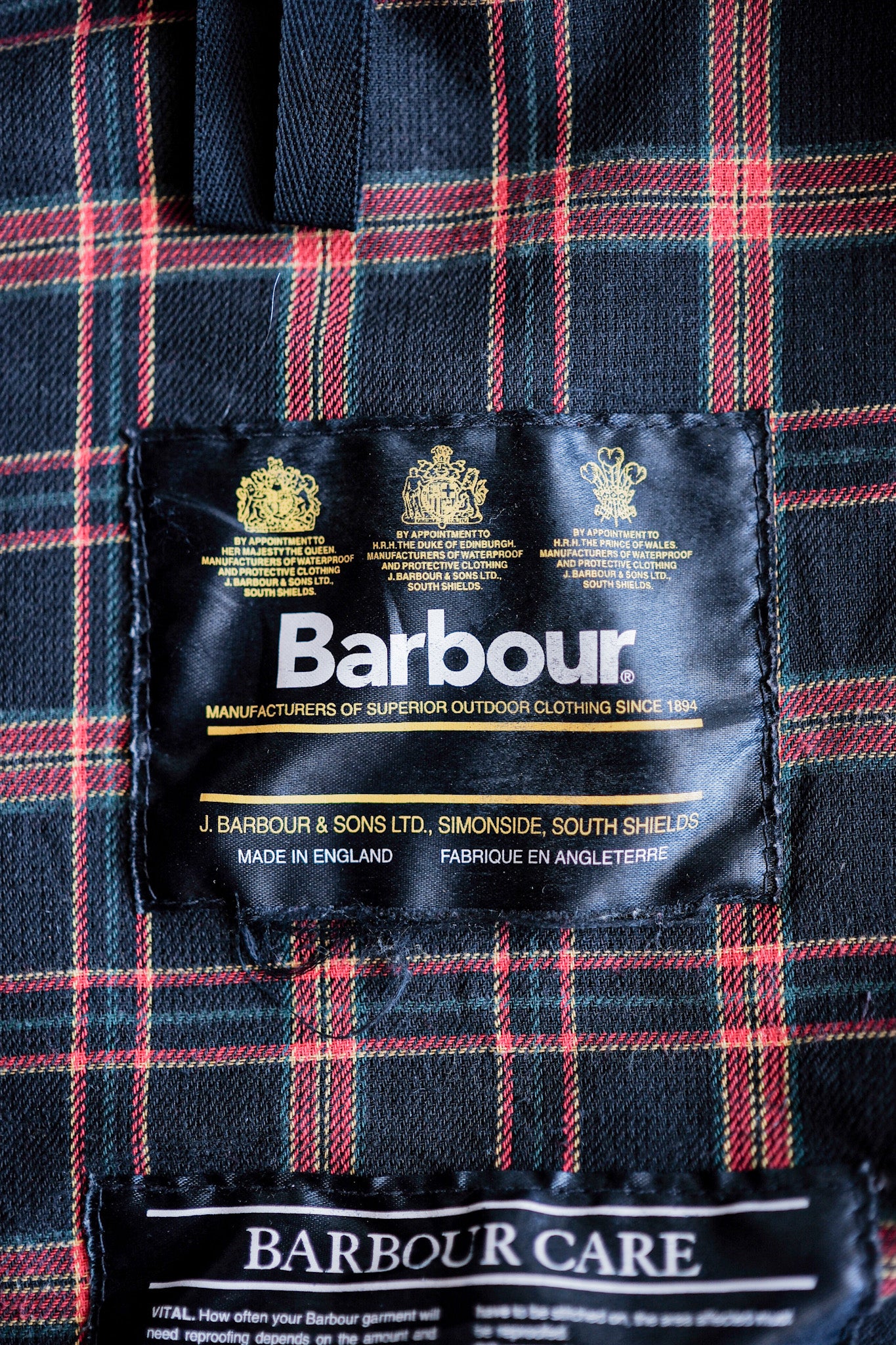 [~ 90's] Vintage Barbour "Beacon Jacket" 3 Crest "Unusual Lining"