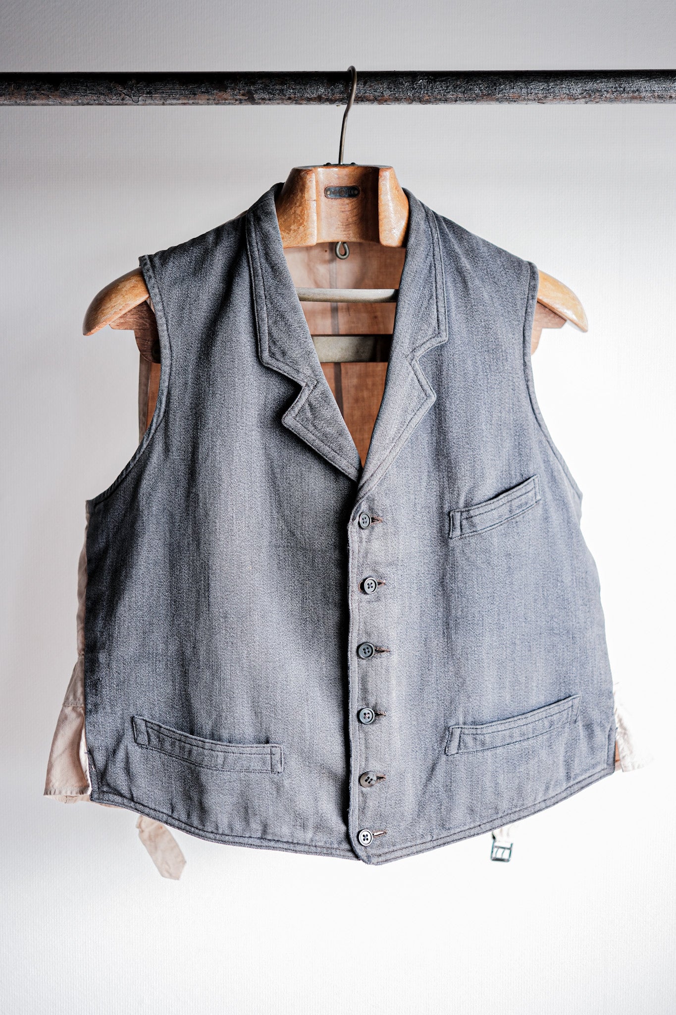 ［~30's］French Vintage Salt & Pepper Cotton Work Gilet