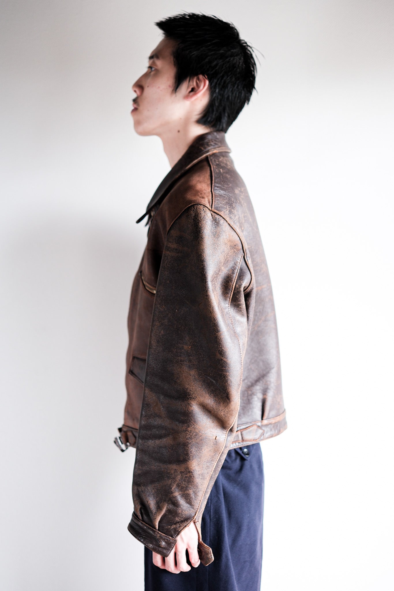 40's】French Vintage Hartmann Type Leather Jacket