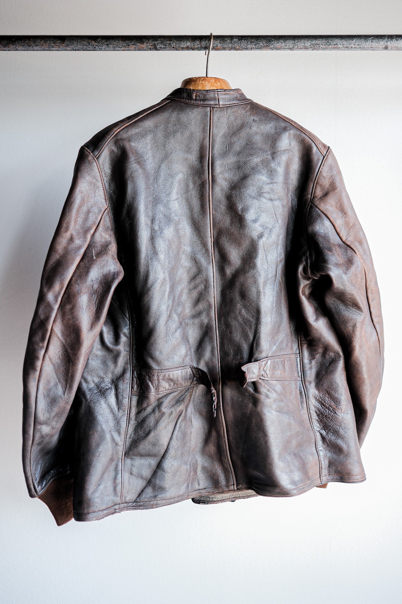 【~40's】Swedish Vintage Double Breasted Leather Jacket