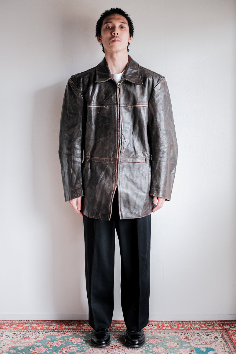 【~50's】French Vintage Cyclist Leather Jacket Size.52 "Adolphe Lafont"