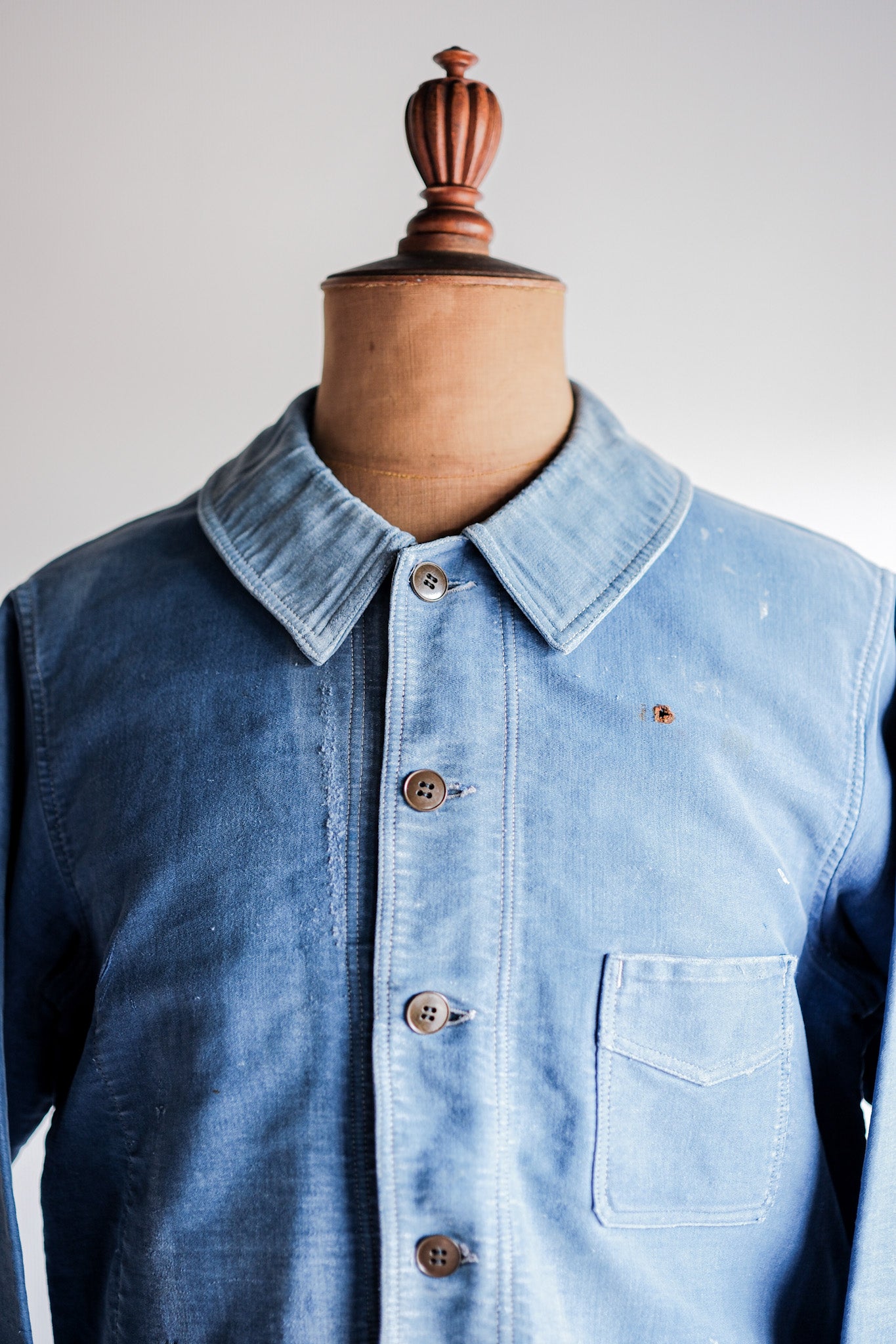 ［~40's］French Vintage Blue Moleskin Work Jacket "Le Mont St. Michel"