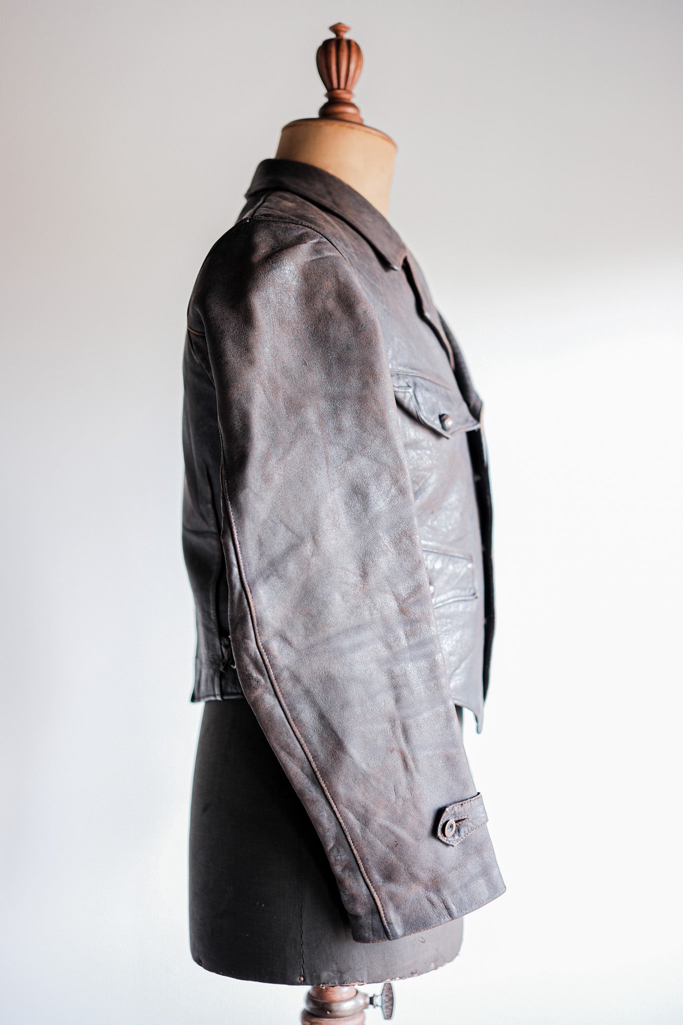 ［~40's］German Vintage Double Breasted Motorcycle Leather Jacket
