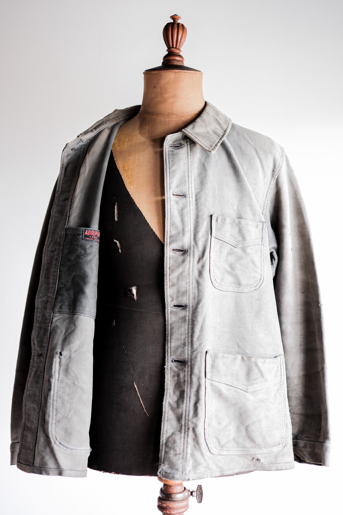 ［~40's］French Vintage Black Moleskin Work Jacket "Adolphe Lafont"