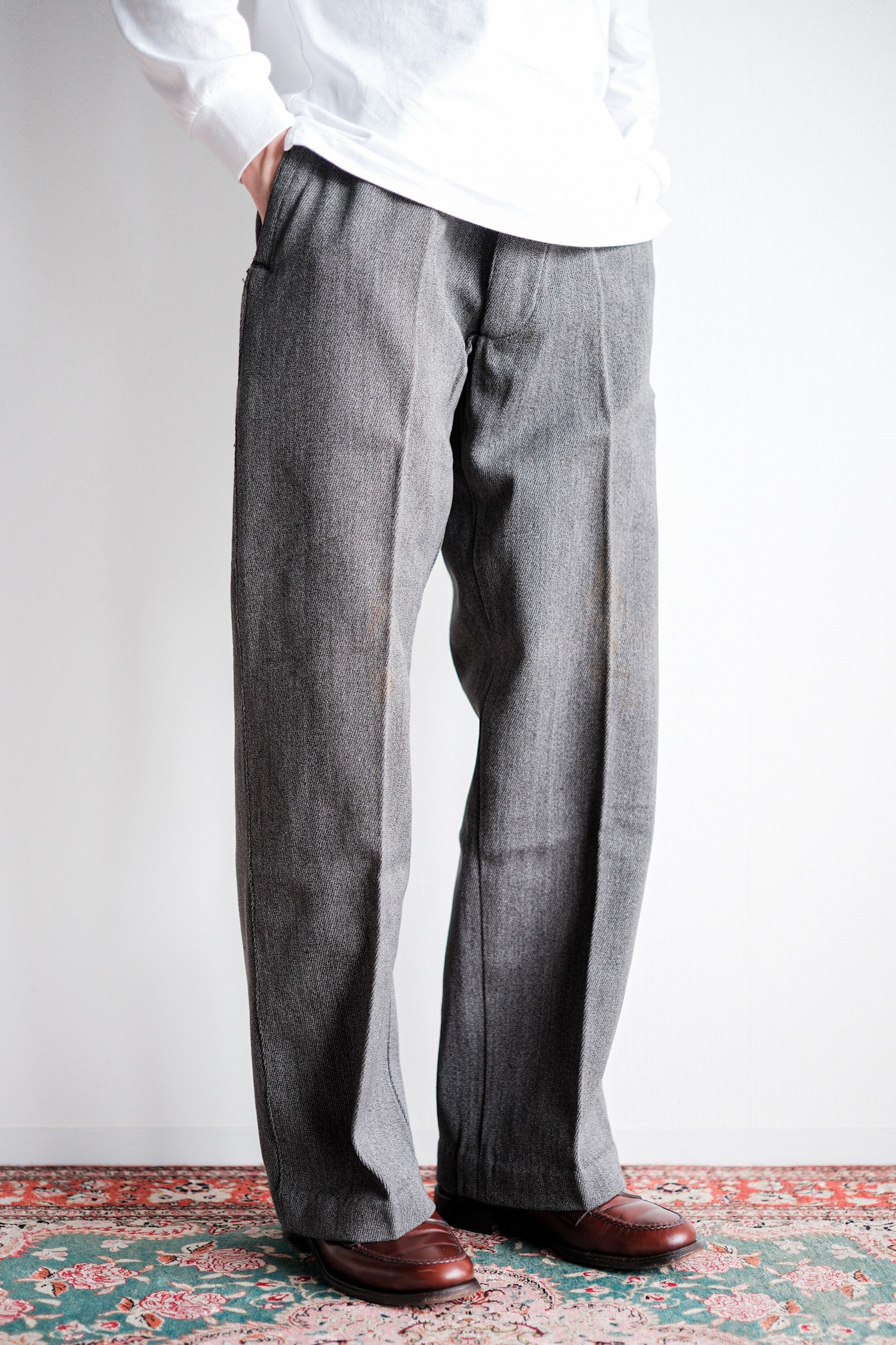 [〜30年代]法國復古鹽和胡椒棉斜紋斜紋褲褲子“死庫存”