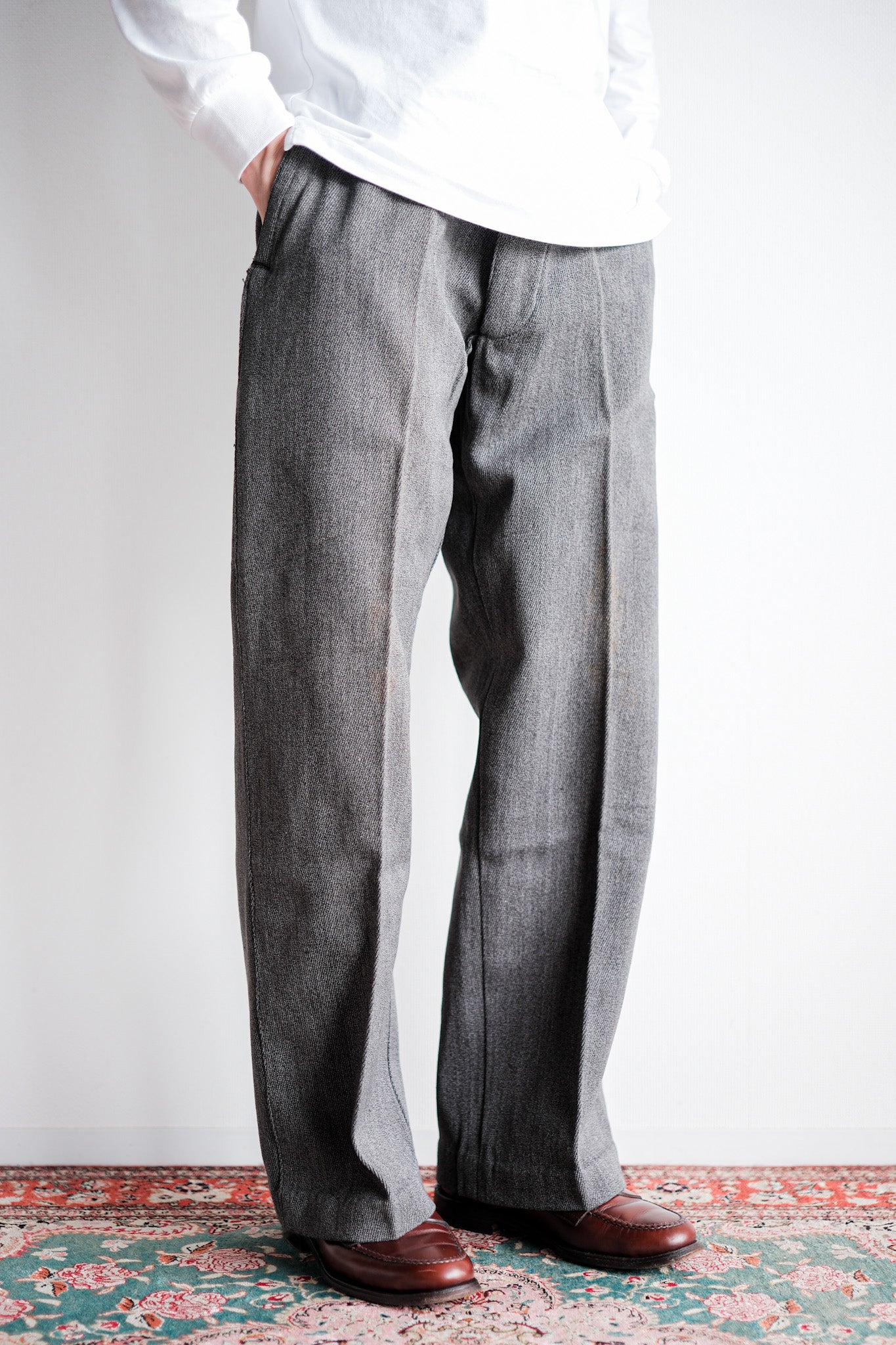 ［~30's］French Vintage Salt & Pepper Cotton Twill Work Pants "Dead Stock"