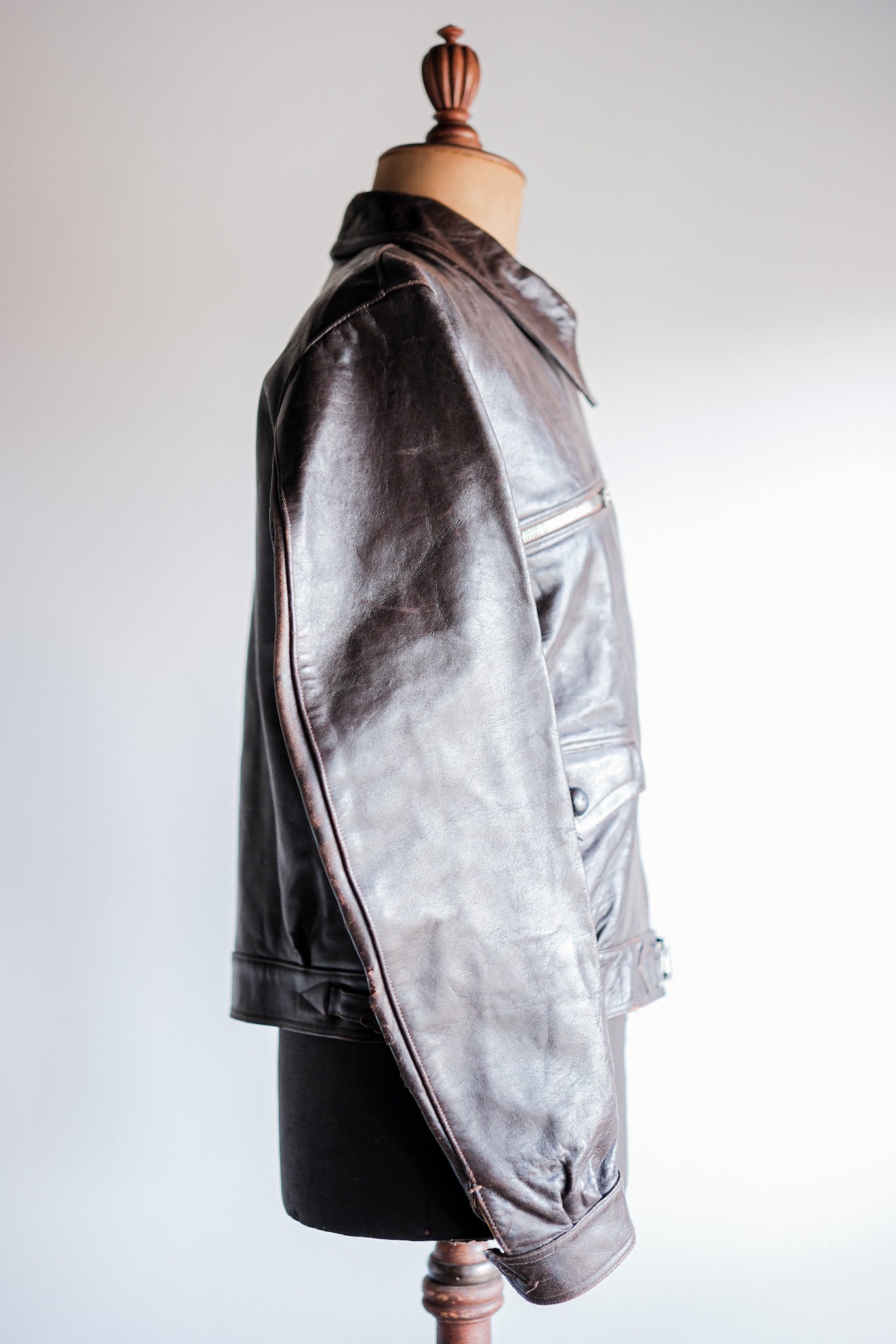 【~30's】French Vintage Hartmann Type Motorcycle Leather Jacket