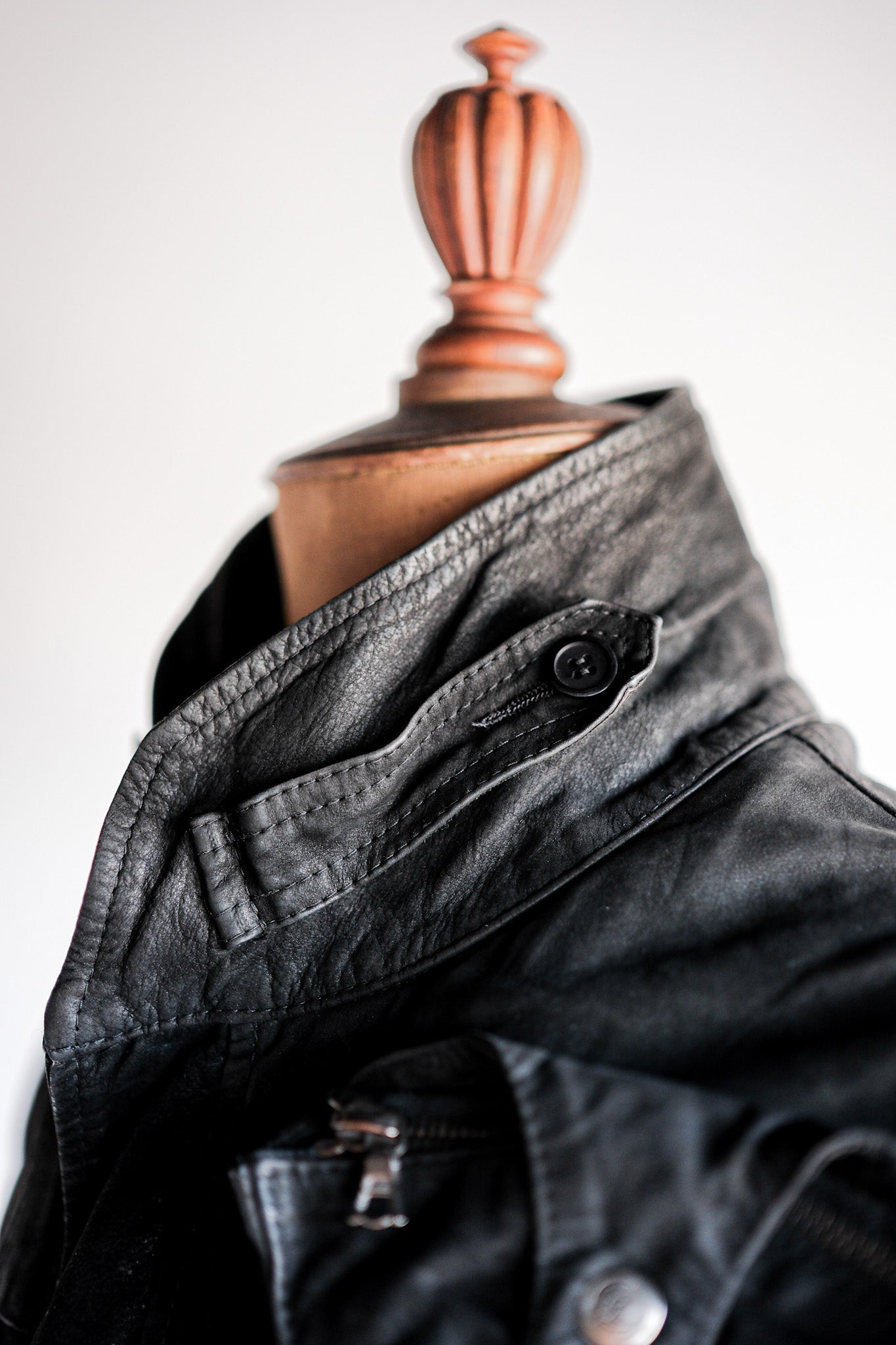 ［~90's］Old Renoma Paris Black Leather Detachable Sleeve Multi Pocket Jacket Size.M