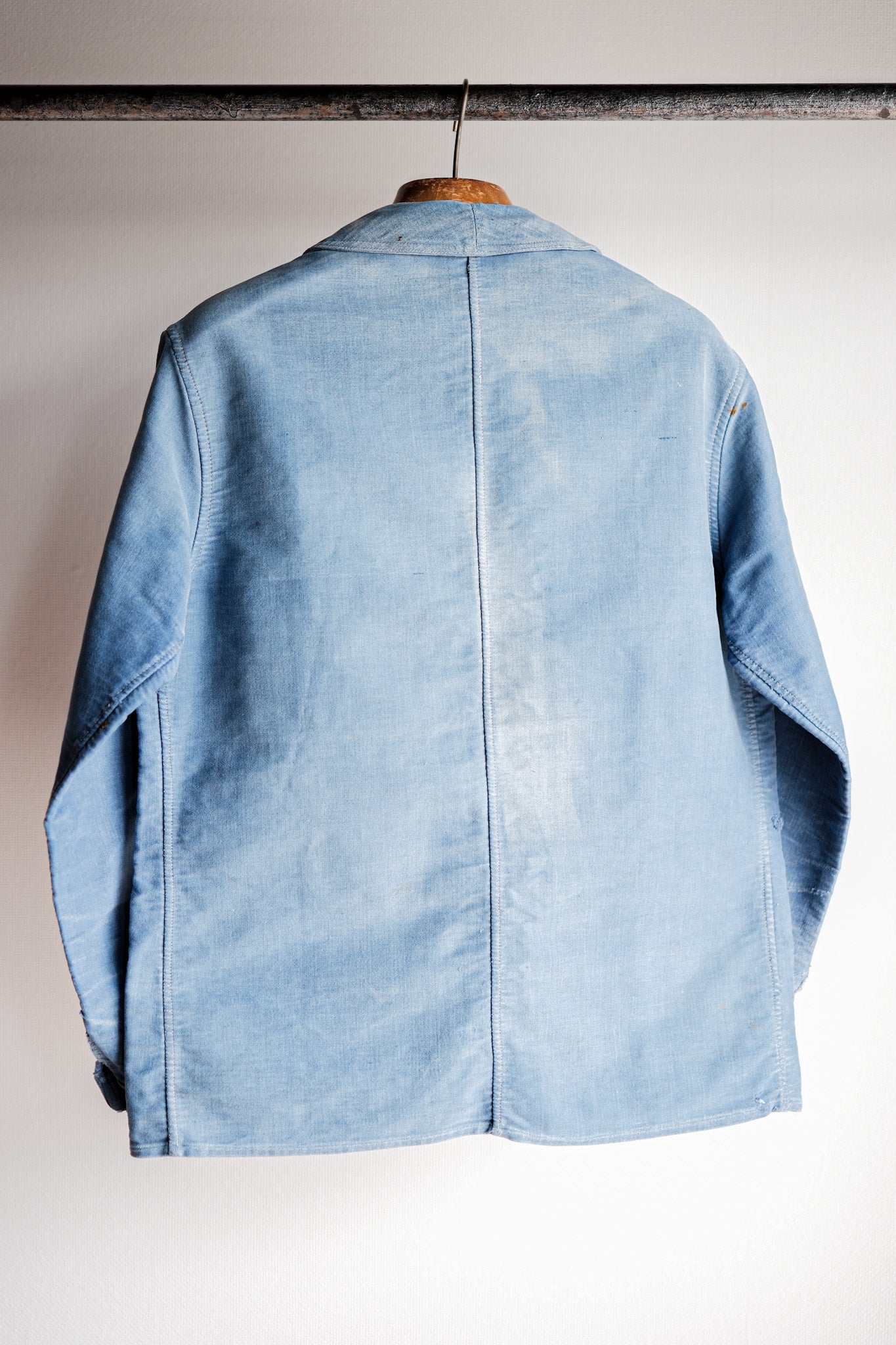 【~40's】French Vintage Blue Moleskin Work Jacket "Le Mont St. Michel"