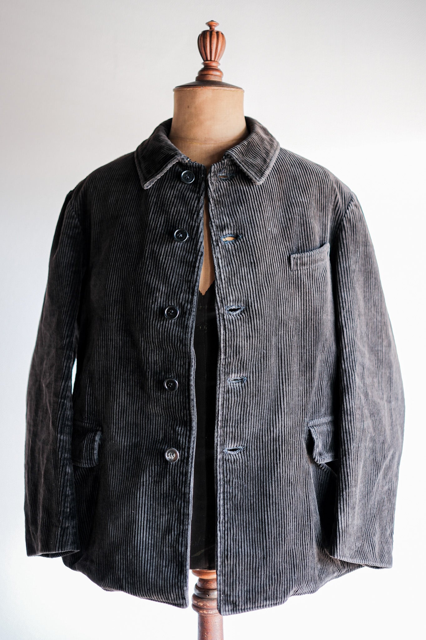 [〜50年代]法國復古深棕色燈芯絨工作夾克