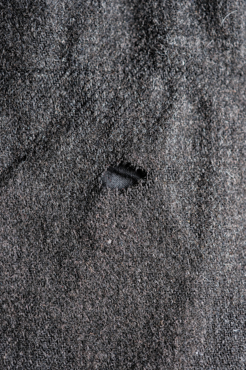 [~30's] French Vintage Grey Wool Hunting Jacket With Chin Strap "Boro"