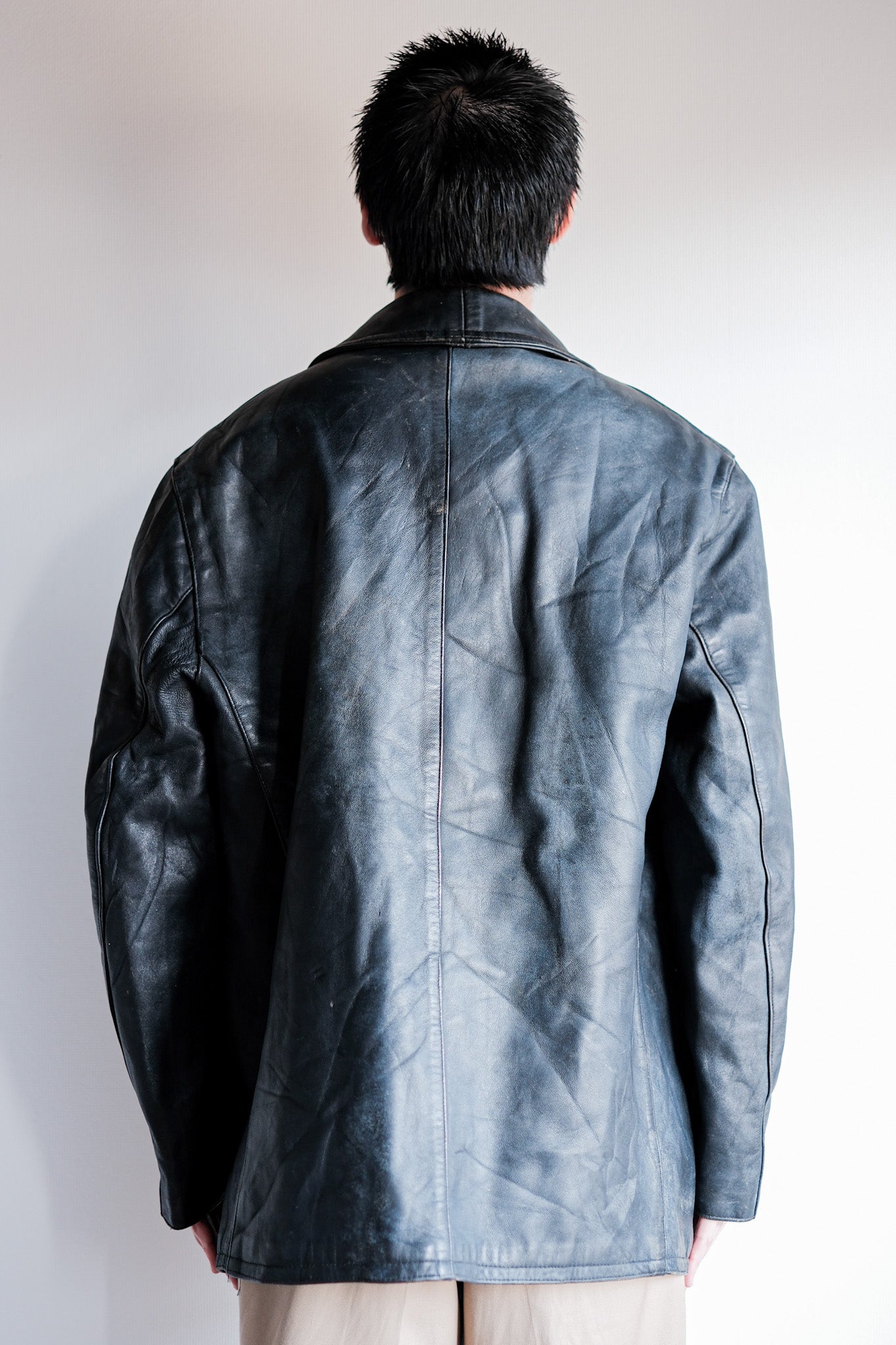 ［~60's］French Vintage Le Corbusier Leather Work Jacket Size.56