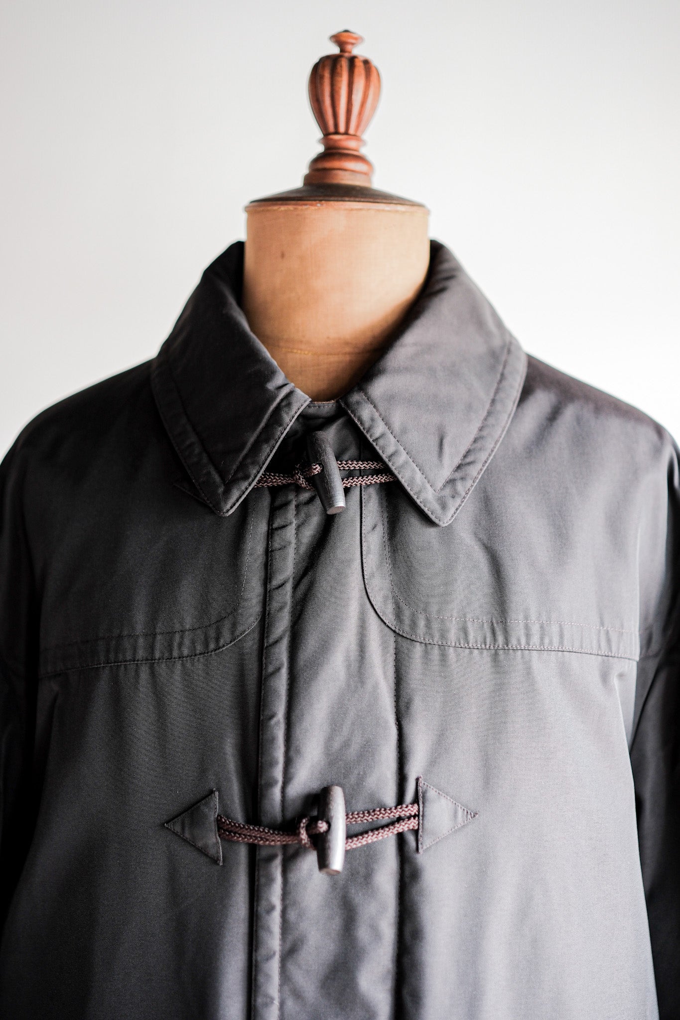 ［~90's］Old Hermès Paris Dark Brown Polyamide Duffle Coat Size.54