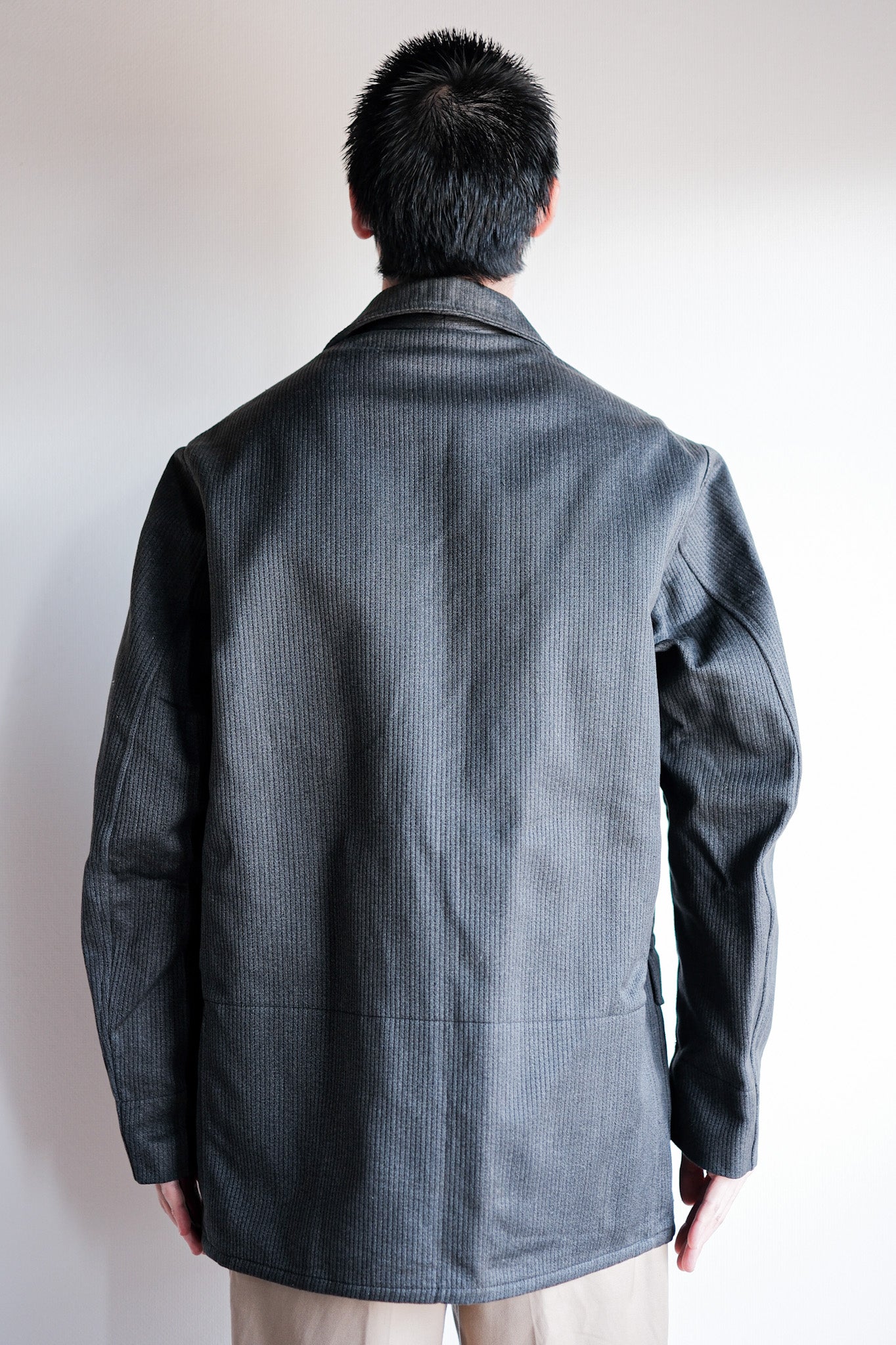 【~50's】French Vintage Gray Cotton Pique Hunting Jacket With Chin Strap "Dead Stock"