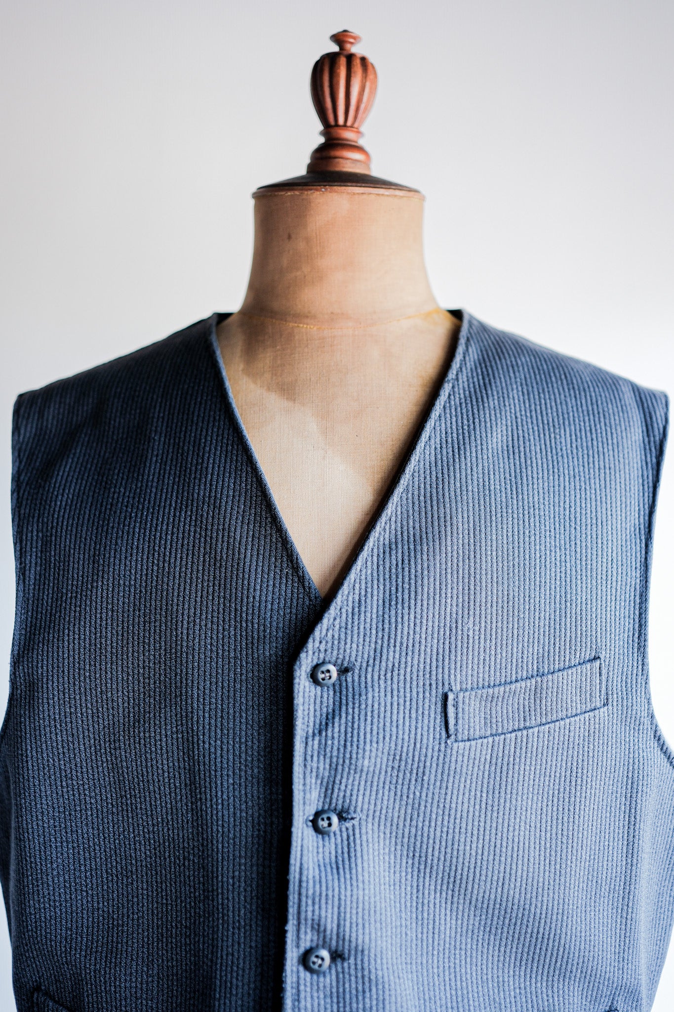 ［~60's］French Vintage Gray Cotton Pique Work Gilet
