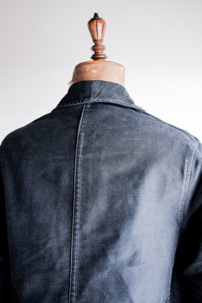 40's】French Vintage Black Moleskin Work Jacket 