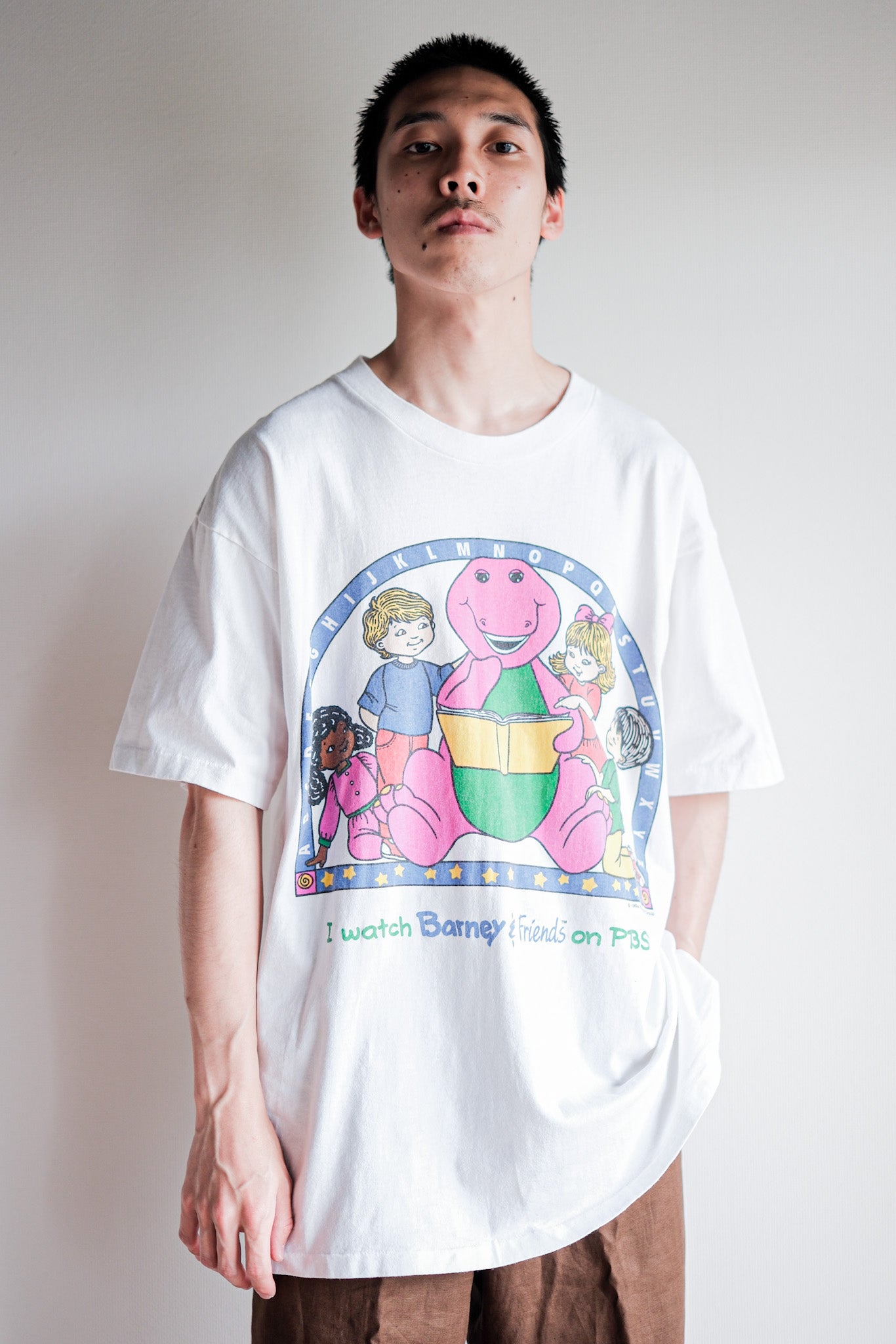 【~90's】Vintage TV Print T-shirt Size.XL "Barney & Friends" "Made in U.S.A."