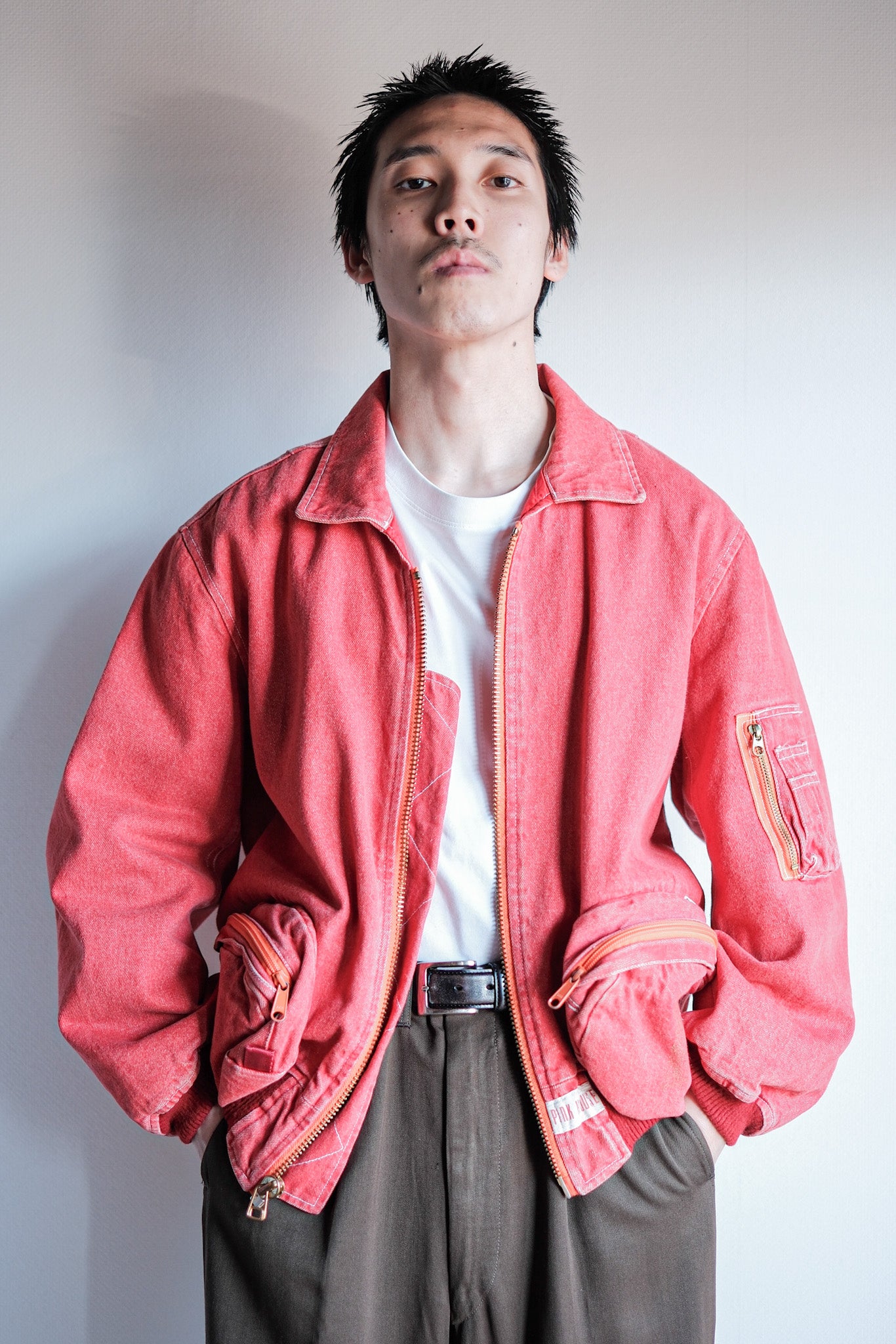 [~ 90 년대] Old Pink House Red Denim Blouson