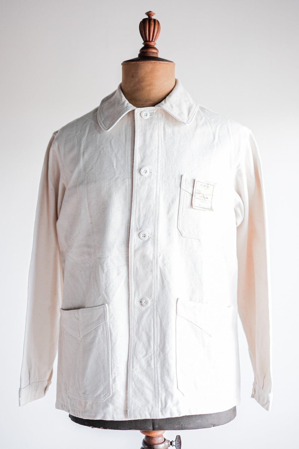 ［~40's］French Vintage White Cotton Twill Work Jacket Size.48 "Dead Stock"