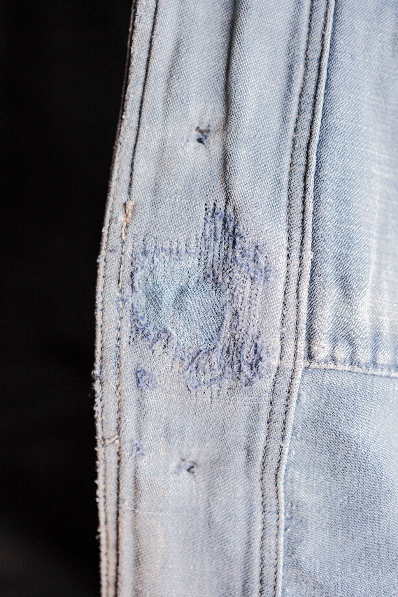 ［~40's］French Vintage Blue Moleskin Work Jacket "Le Mont St. Michel"