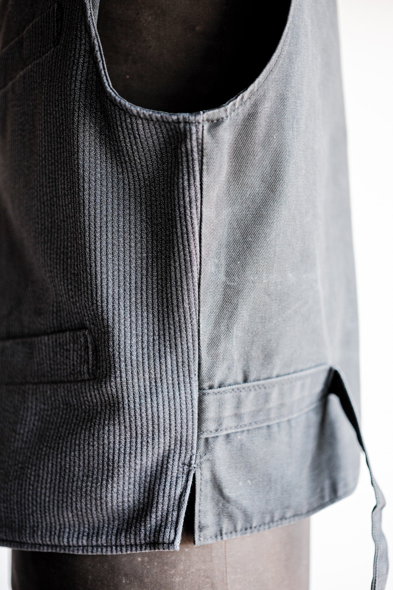 ［~60's］French Vintage Gray Cotton Pique Work Gilet