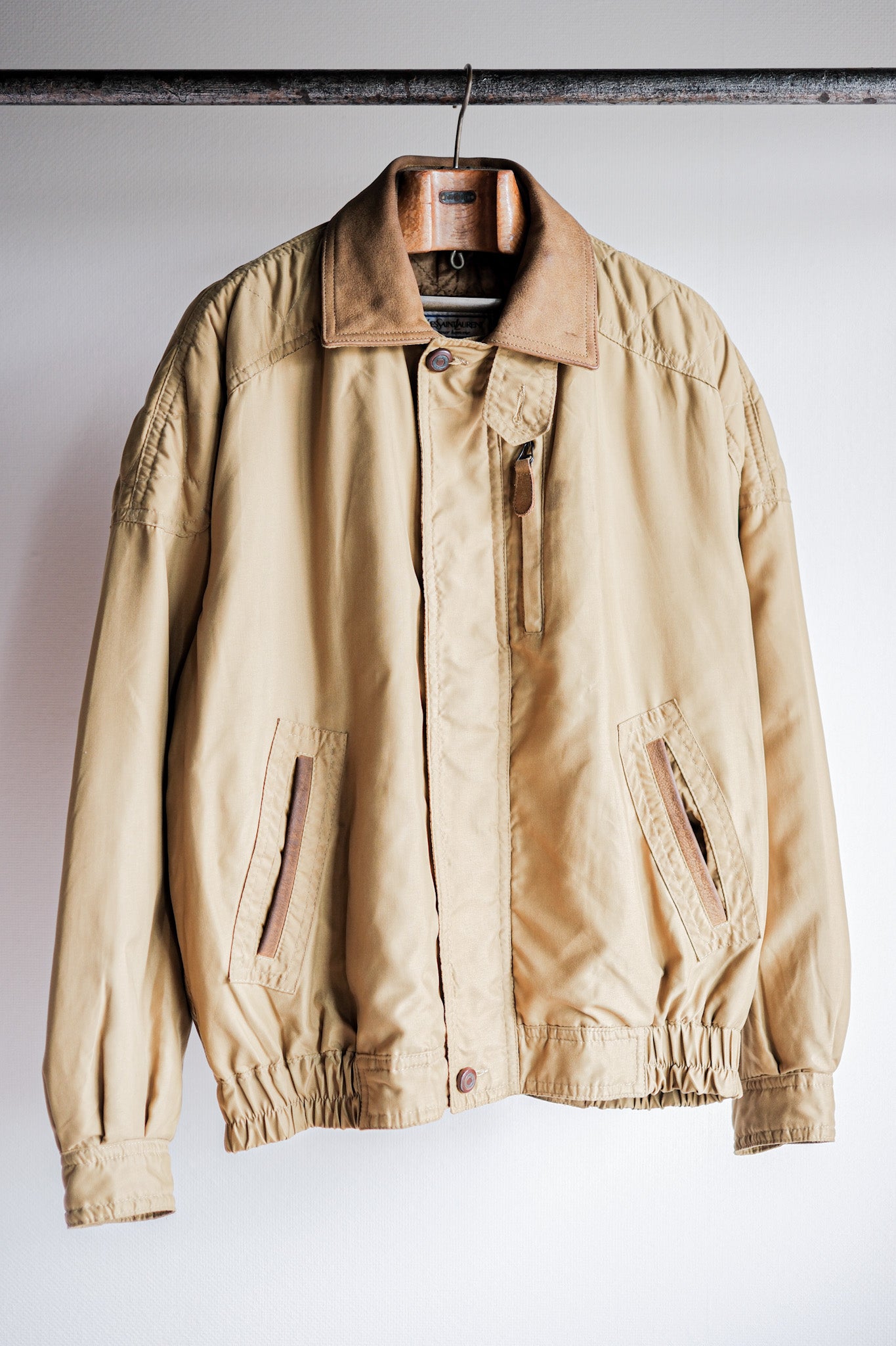［~80's］Old Yves Saint Laurent Nylon Quilting Blouson With Chin Strap "Pour Homme"