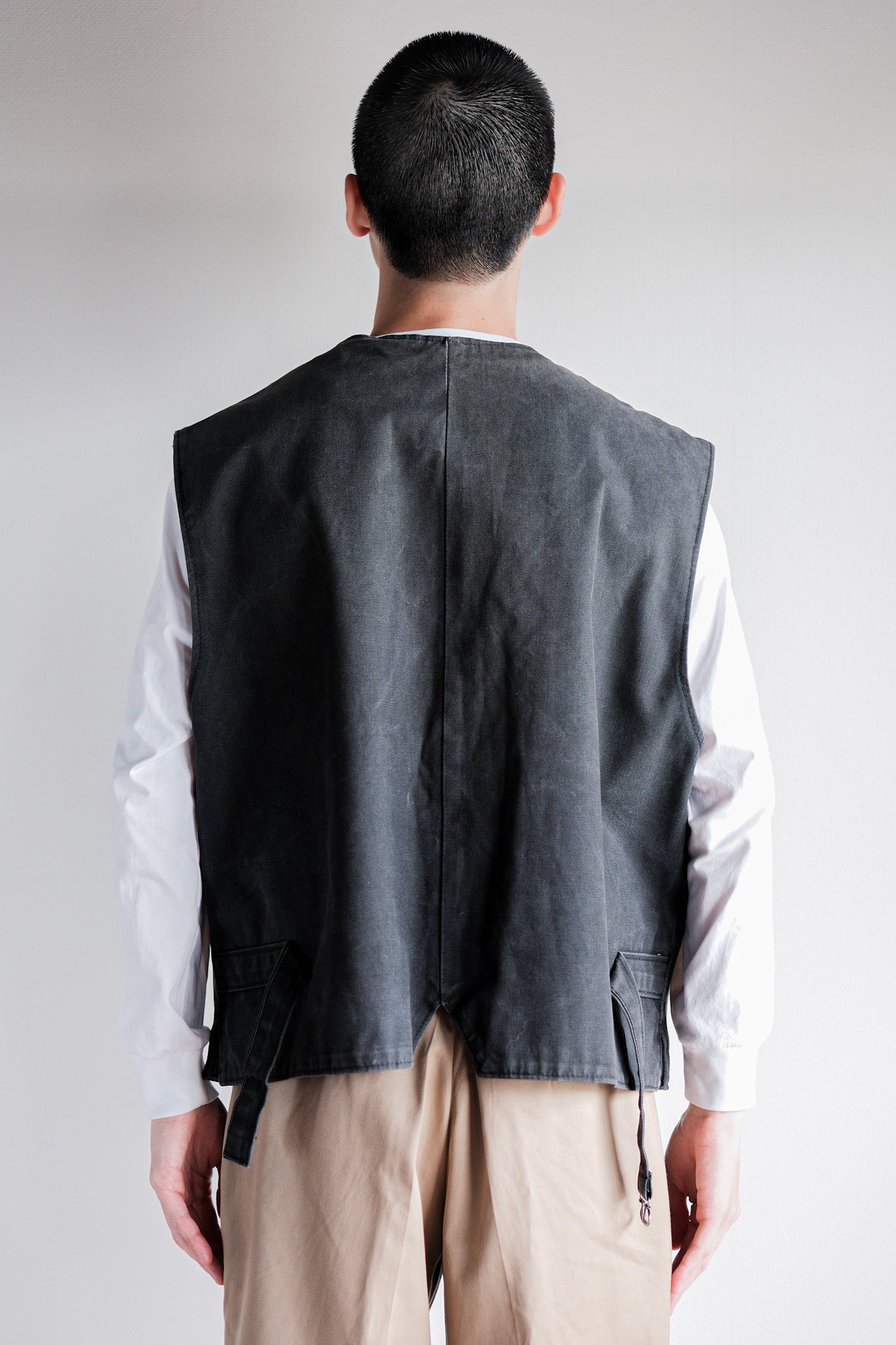 ［~60's］French Vintage Gray Cotton Pique Work Gilet