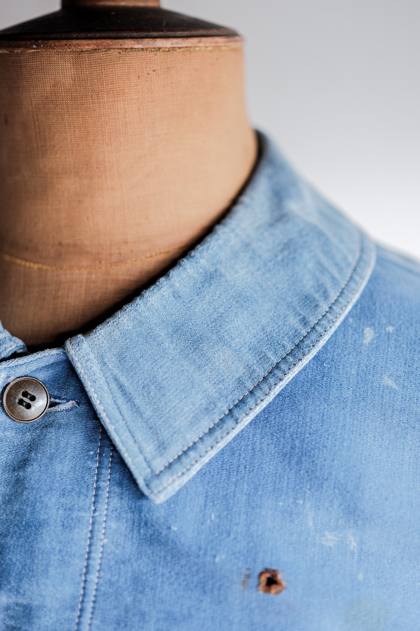 ［~40's］French Vintage Blue Moleskin Work Jacket "Le Mont St. Michel"