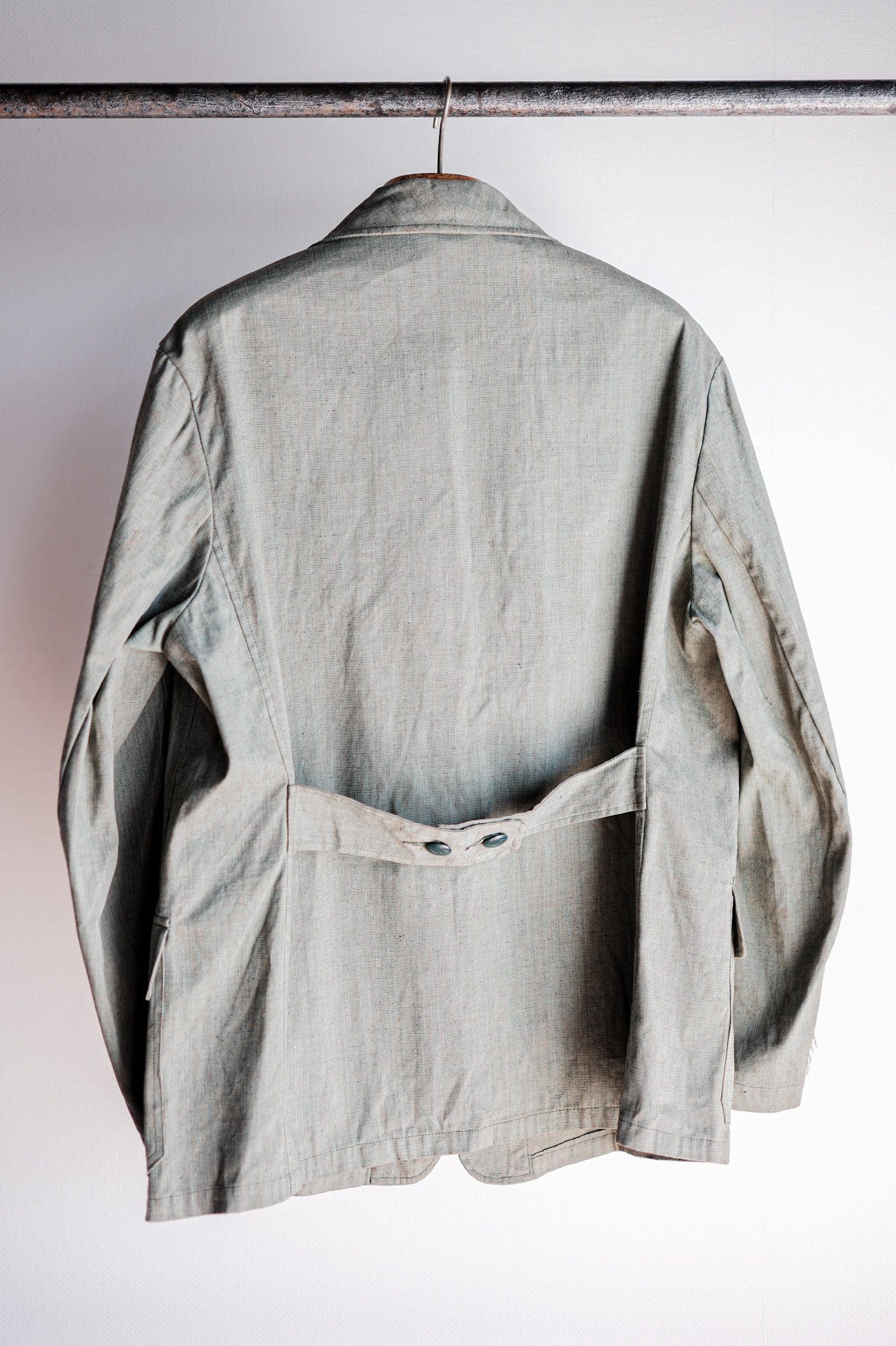 [〜40年代]德國復古綠色尚布島4口袋翻領夾克“死庫存”