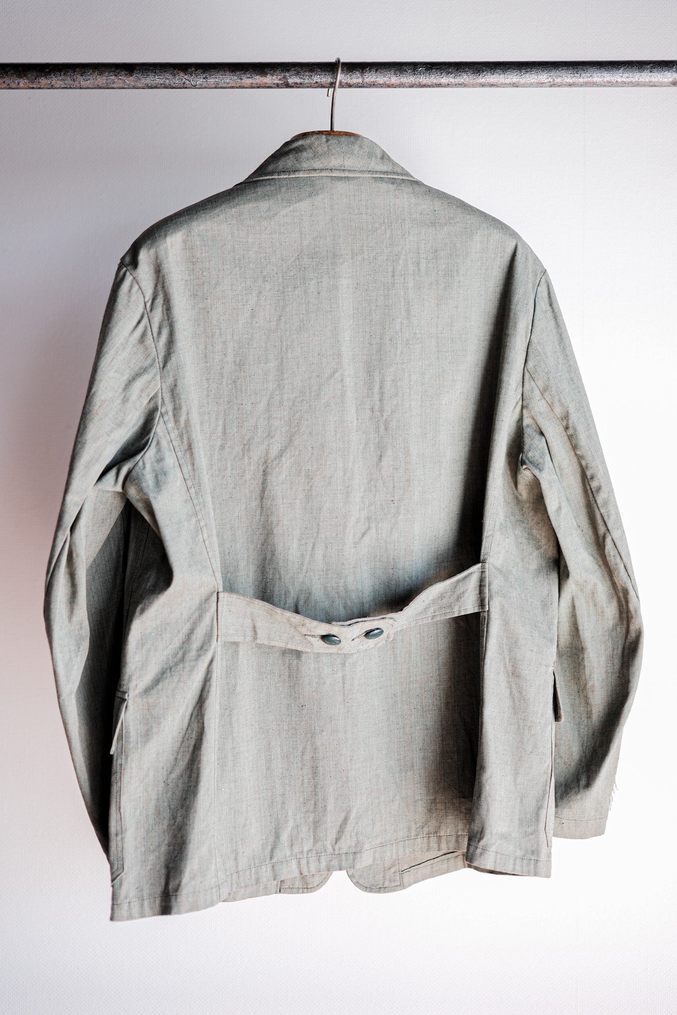 ［~40's］German Vintage Green Chambray 4 Pockets Lapel Work Jacket “Dead Stock”
