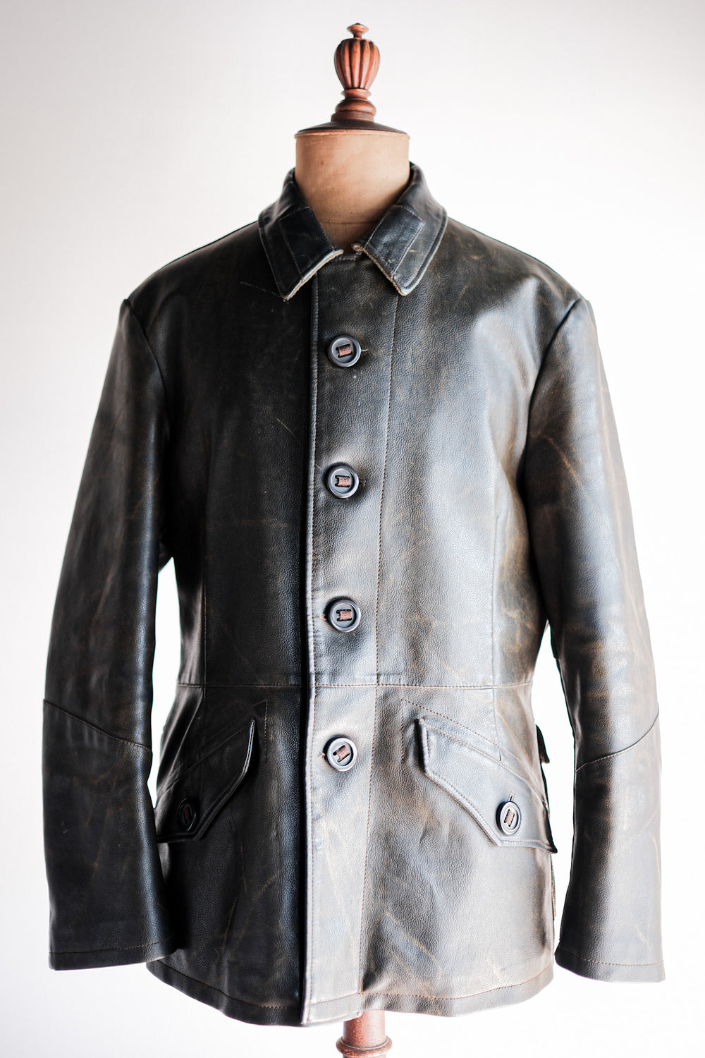 ［~90’s］Old ARMANI JEANS M-59 Type PVC Leather Jacket