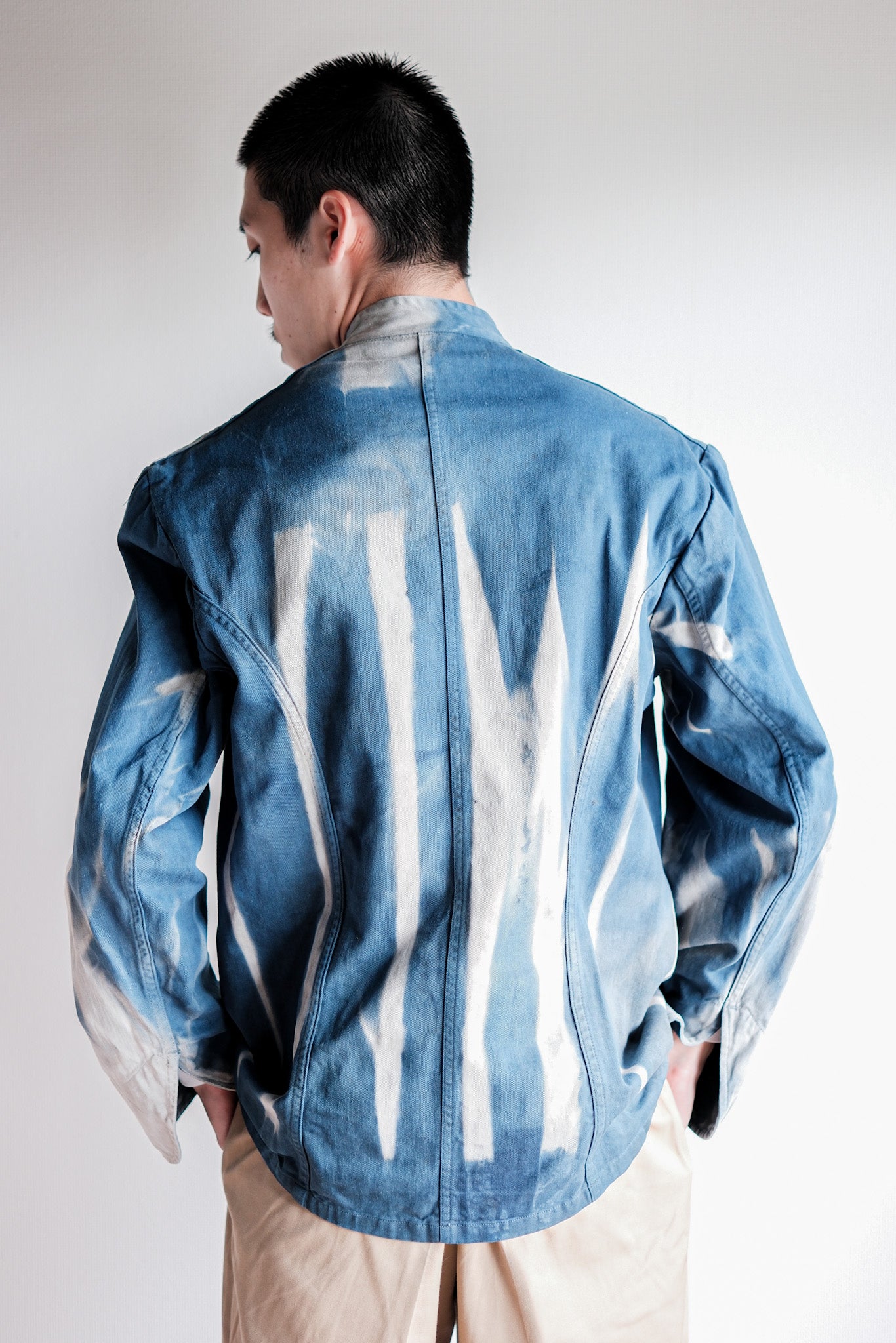 Veste de travail à double poitrine en coton indigo "Karim Hadjab" "4 Seasons"